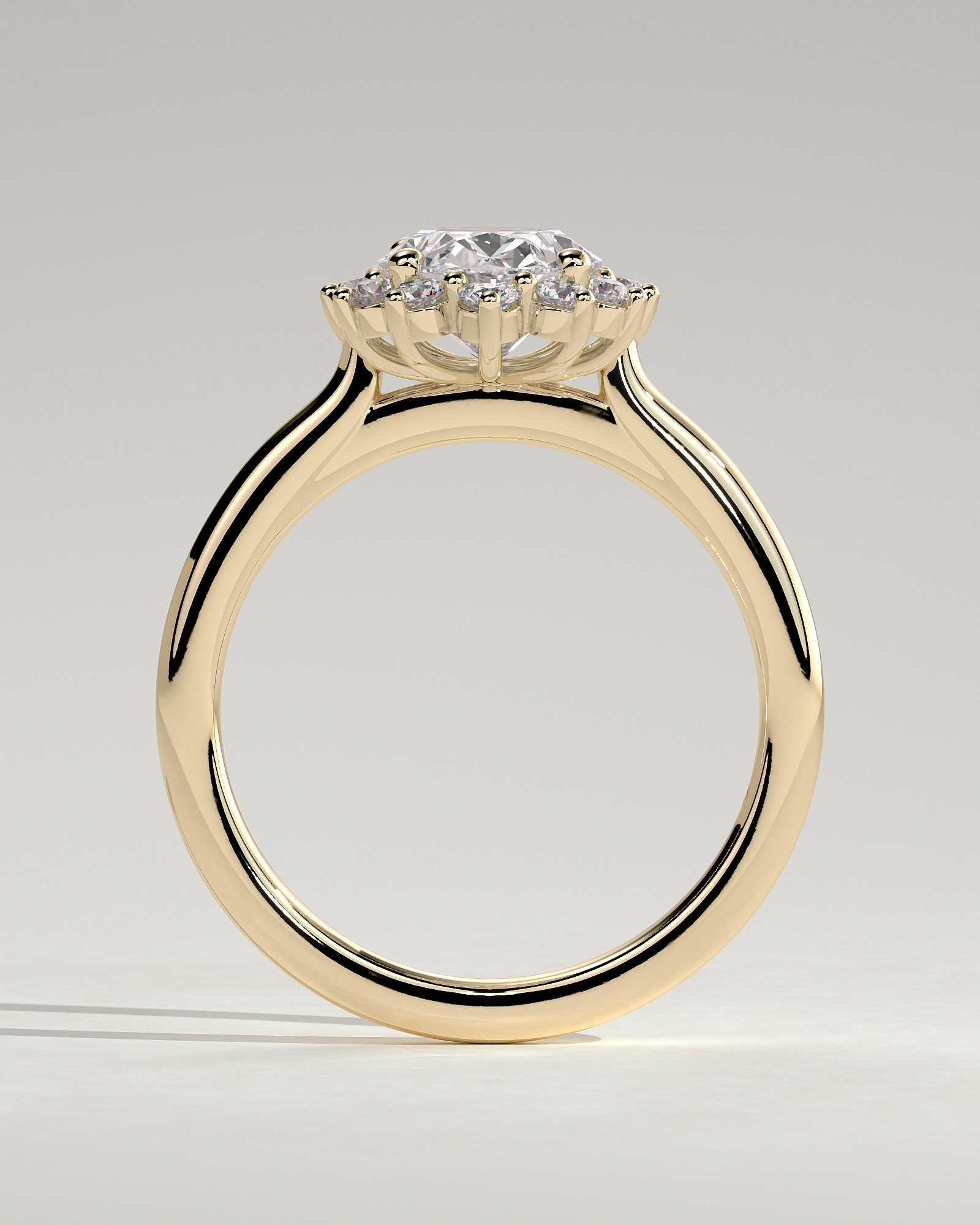 Arielle - Oval Halo with Cathedral Setting - 18k Yellow Gold