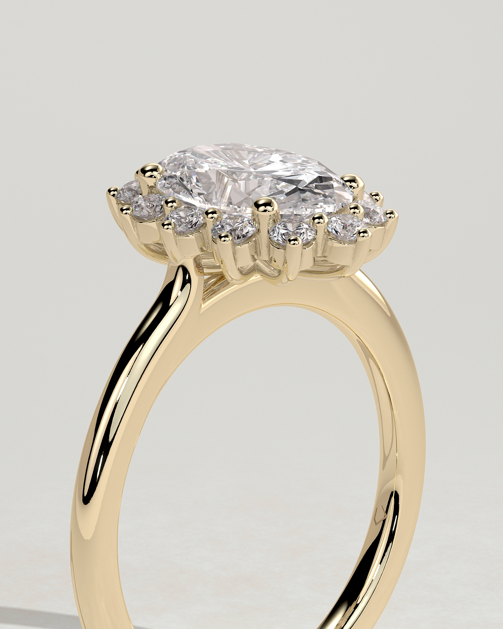 Arielle - Oval Halo with Cathedral Setting - 18k Yellow Gold