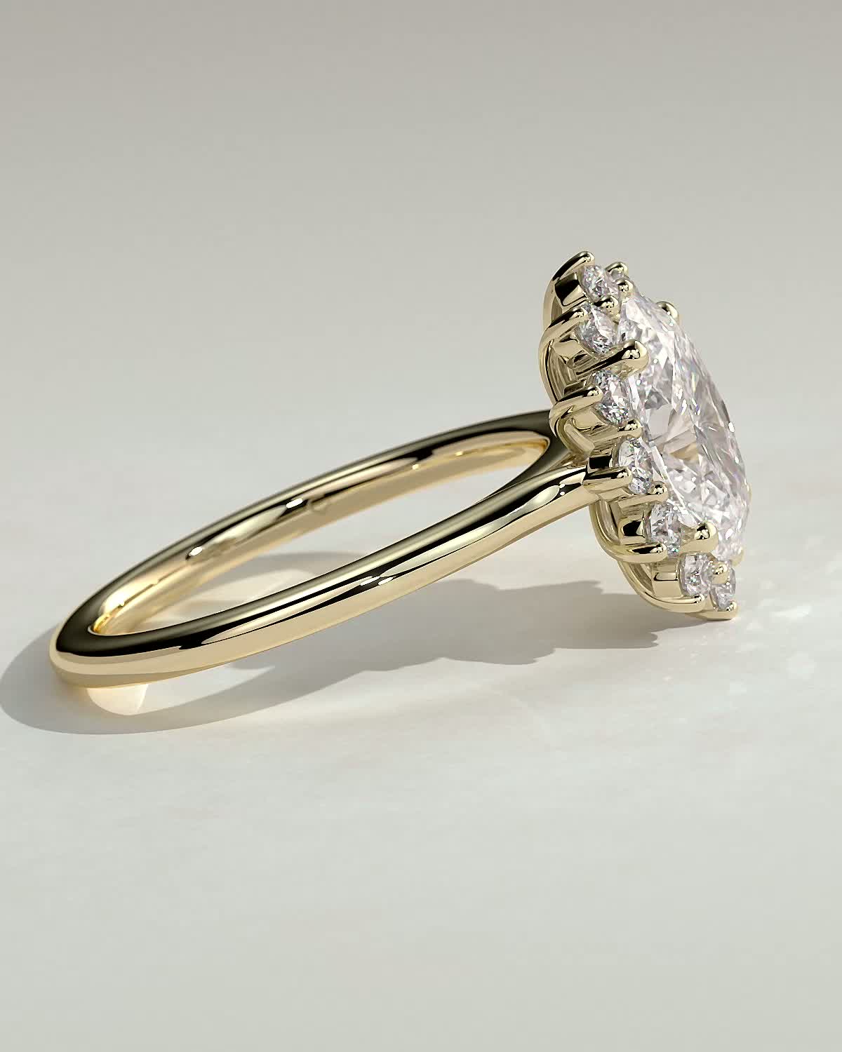 Arielle - Oval Halo with Cathedral Setting - 18k Yellow Gold
