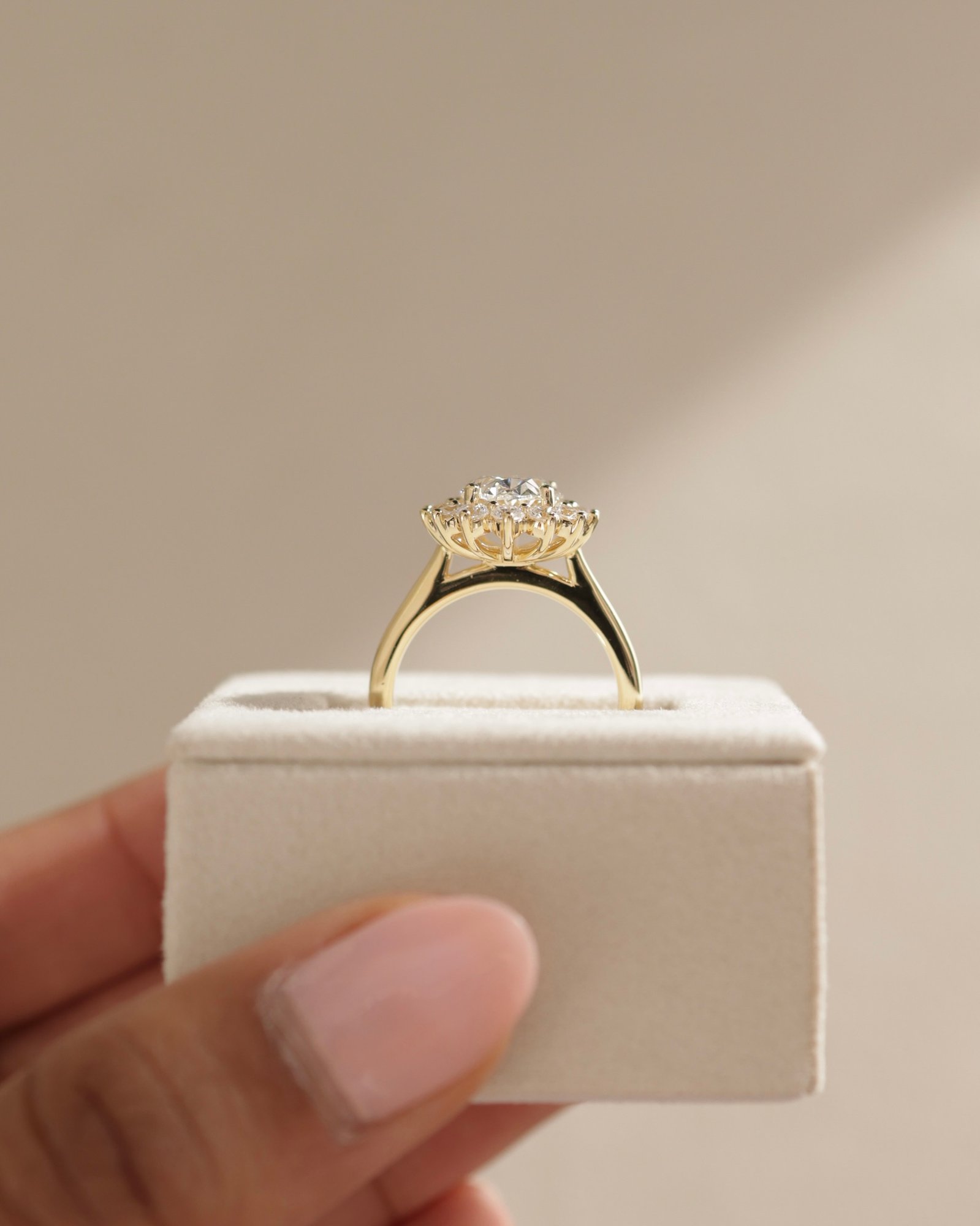 Arielle - Oval Halo with Cathedral Setting Lifestyle Image