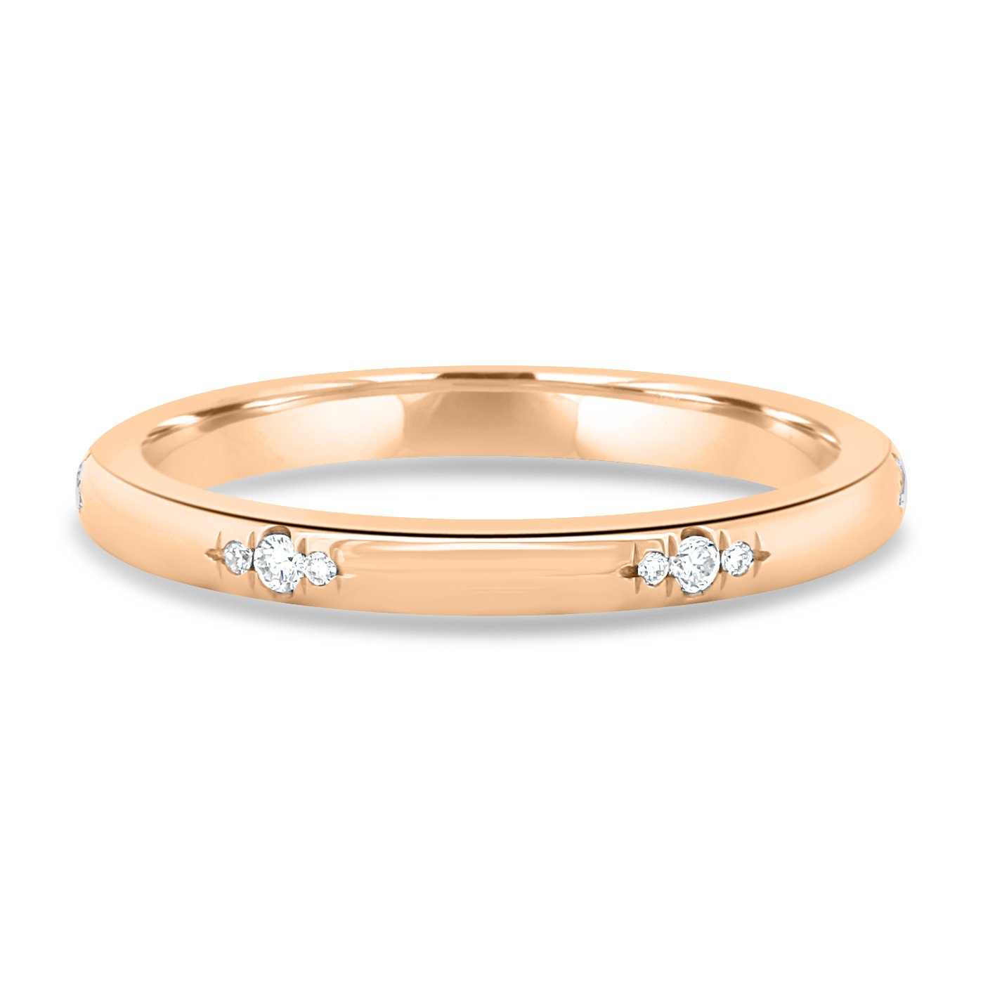 Arizona - Hammer Set Cluster Wedding Ring - 18k Rose Gold