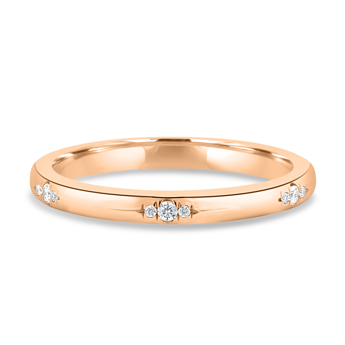 Arizona - Hammer Set Cluster Wedding Ring - 18k Rose Gold