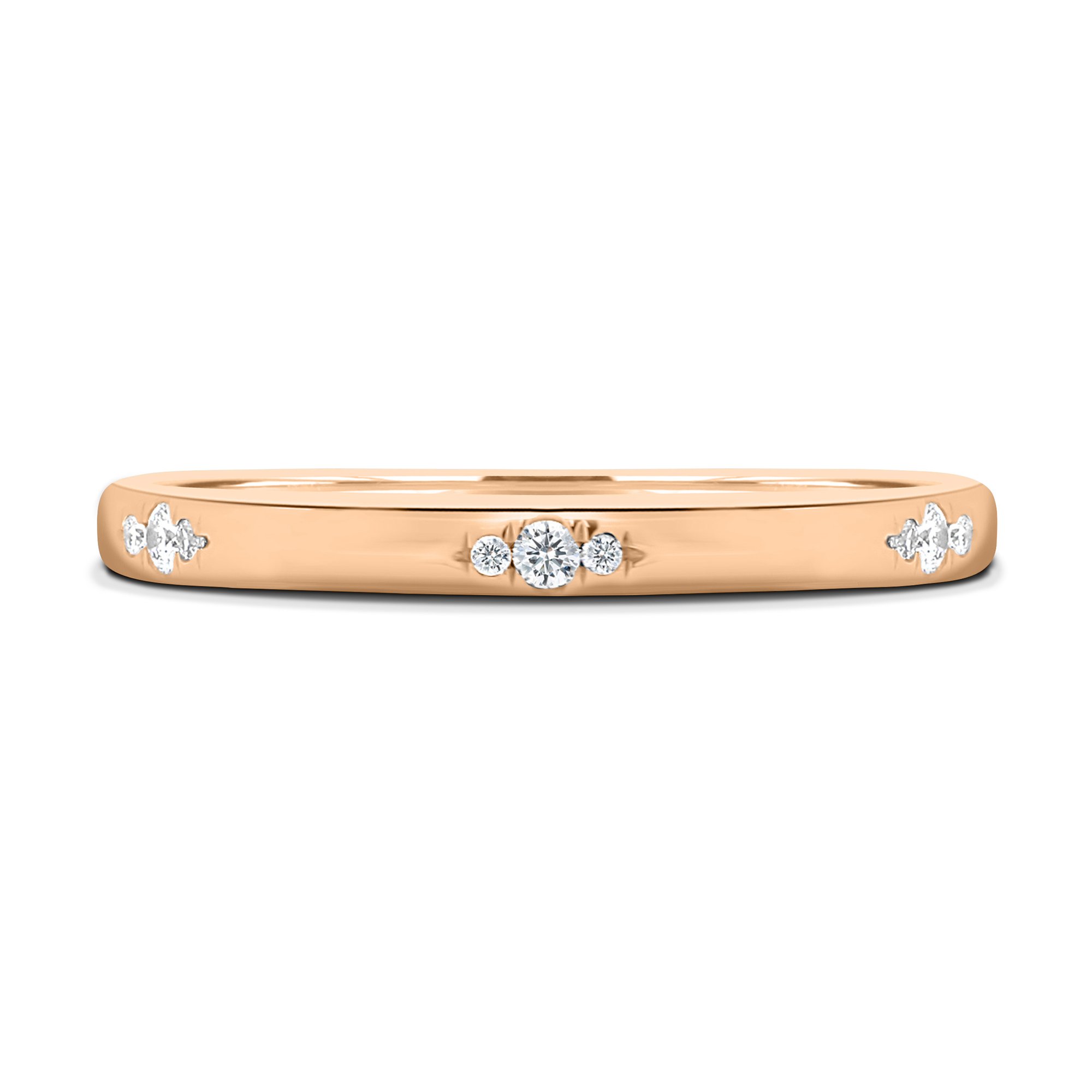 Arizona - Hammer Set Cluster Wedding Ring - 18k Rose Gold