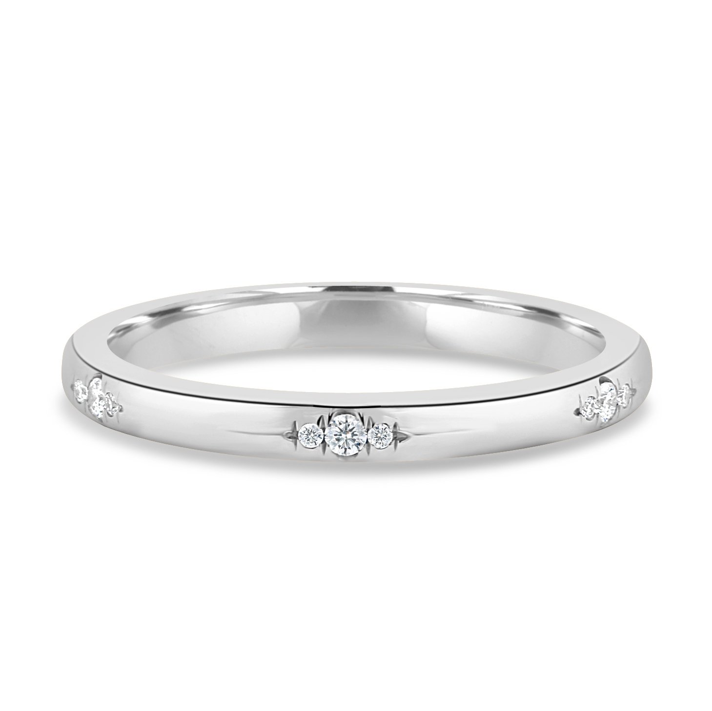 Arizona - Hammer Set Cluster Wedding Ring - 18k White Gold