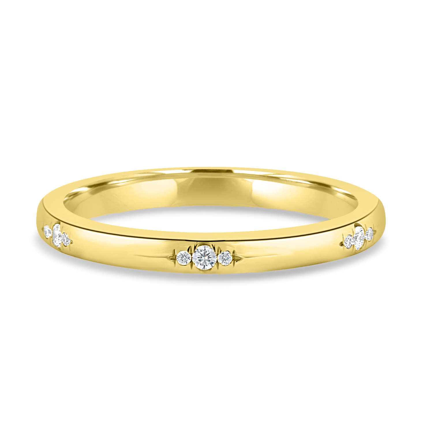 Arizona - Hammer Set Cluster Wedding Ring - 18k Yellow Gold