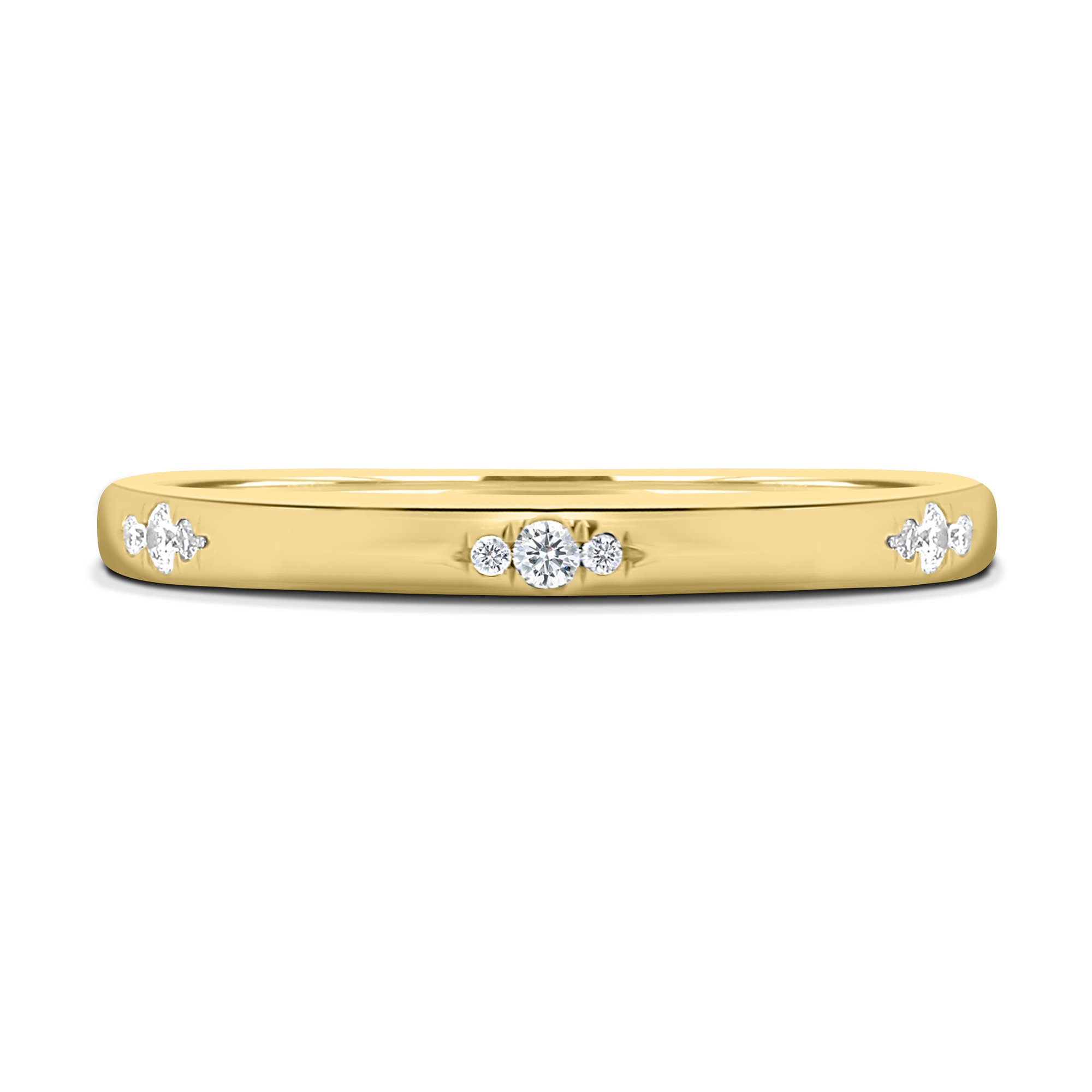 Arizona - Hammer Set Cluster Wedding Ring - 18k Yellow Gold