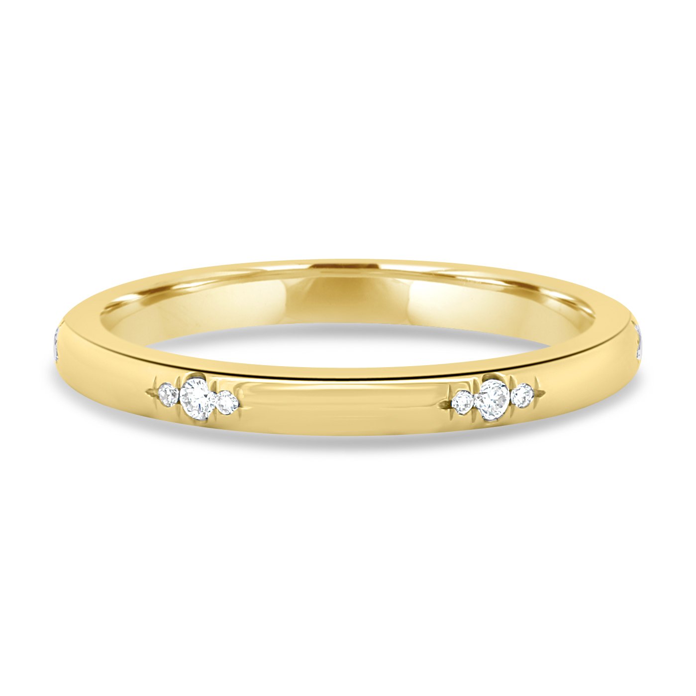 Arizona - Hammer Set Cluster Wedding Ring - 18k Yellow Gold