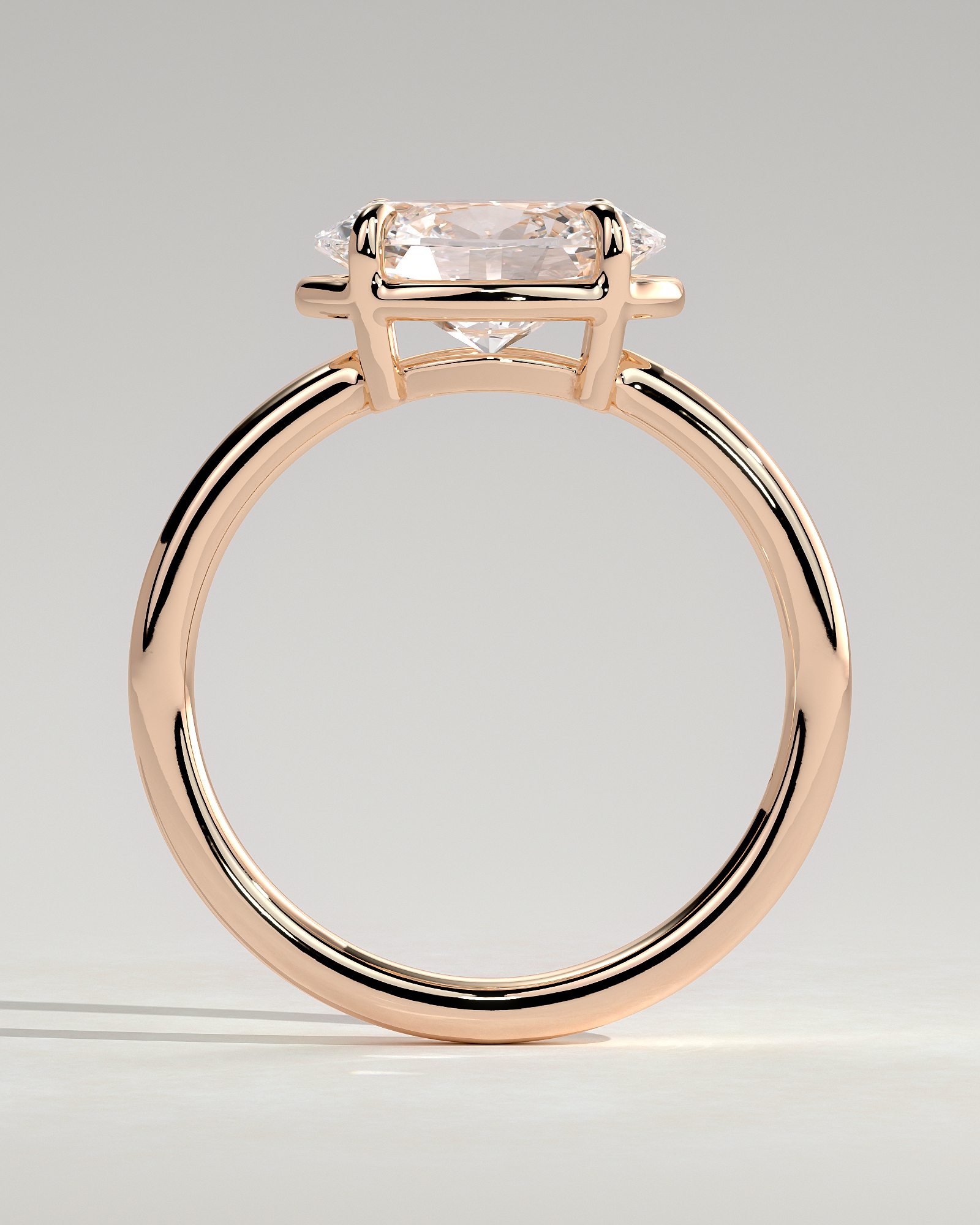 Arlo - Oval East West Bezel Frame Solitaire with Claws - 18k Rose Gold