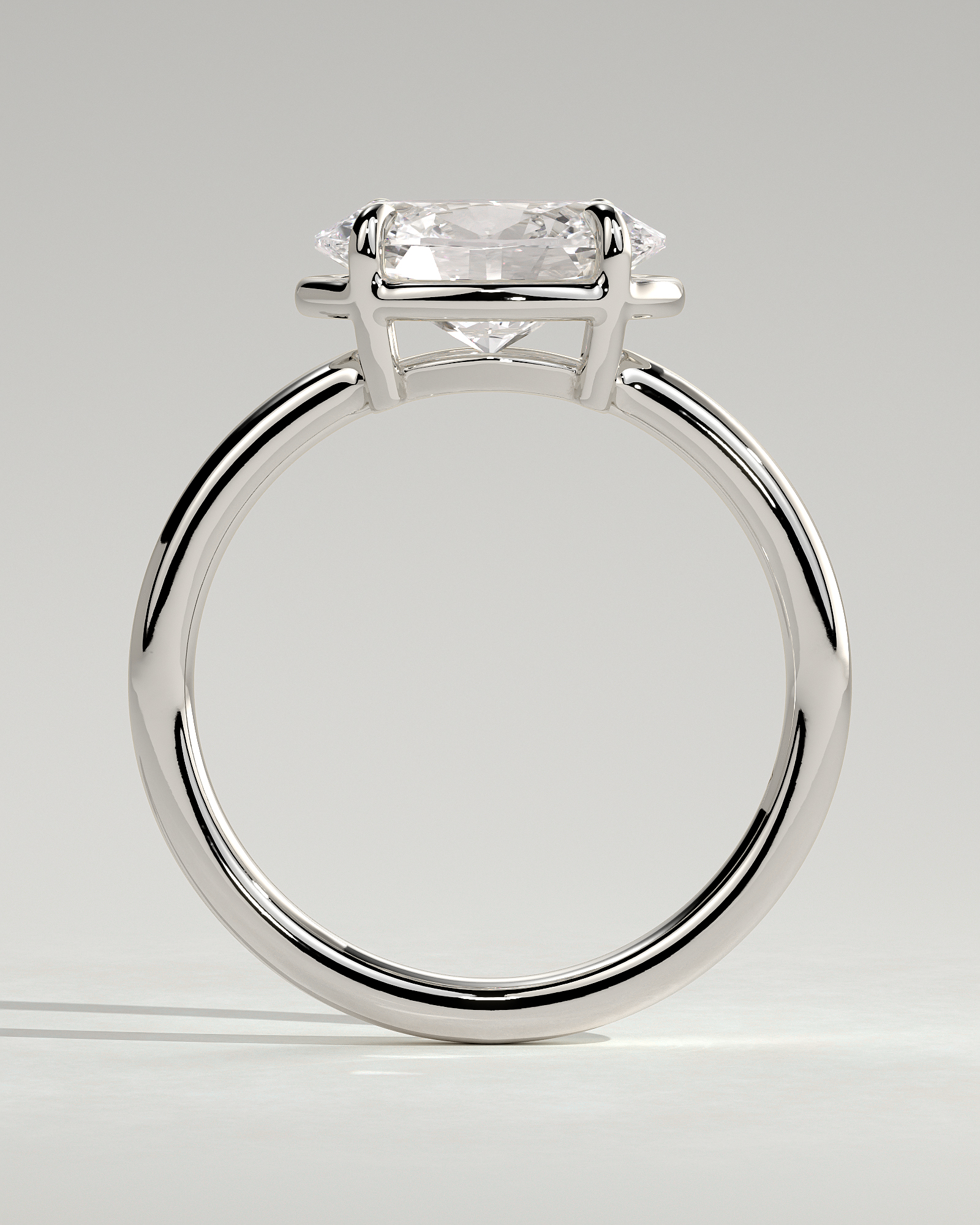 Arlo - Oval East West Bezel Frame Solitaire with Claws - 18k White Gold