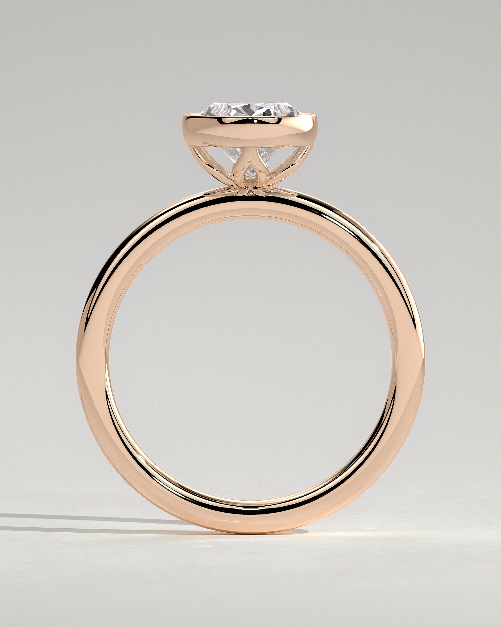Armani - Bezel Set Oval Solitaire - 18k Rose Gold