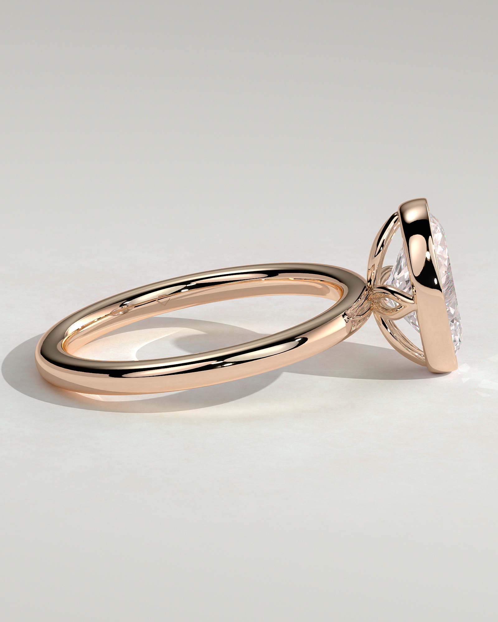 Armani - Bezel Set Oval Solitaire - 18k Rose Gold