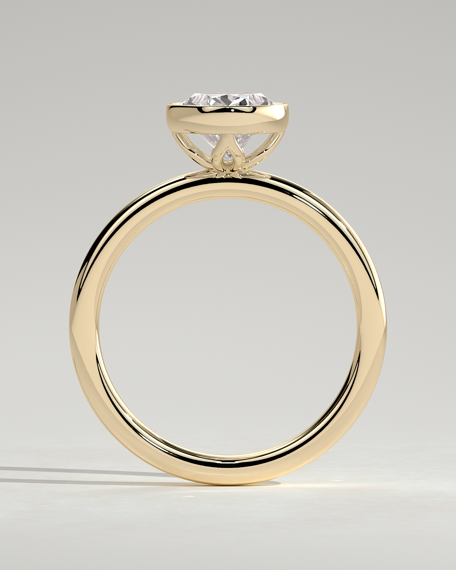 Armani - Bezel Set Oval Solitaire - 18k Yellow Gold