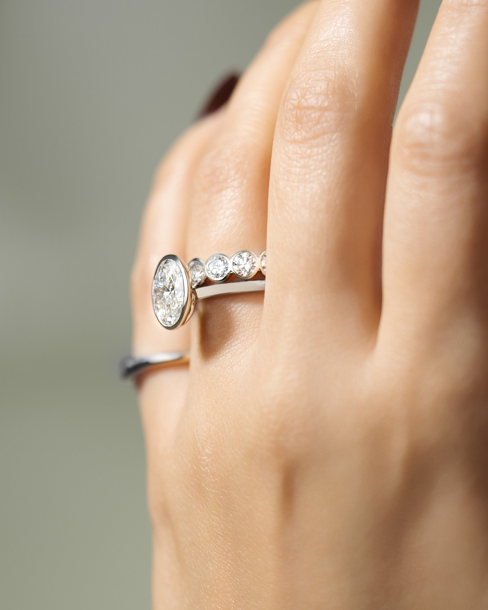 Armani - Bezel Set Oval Solitaire Lifestyle Image