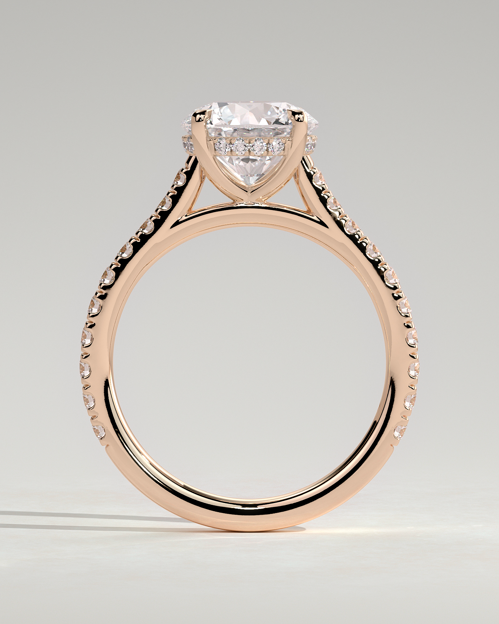 Ashlea  4 Claw Pav Round Solitaire with Hidden Halo - 18k Rose Gold