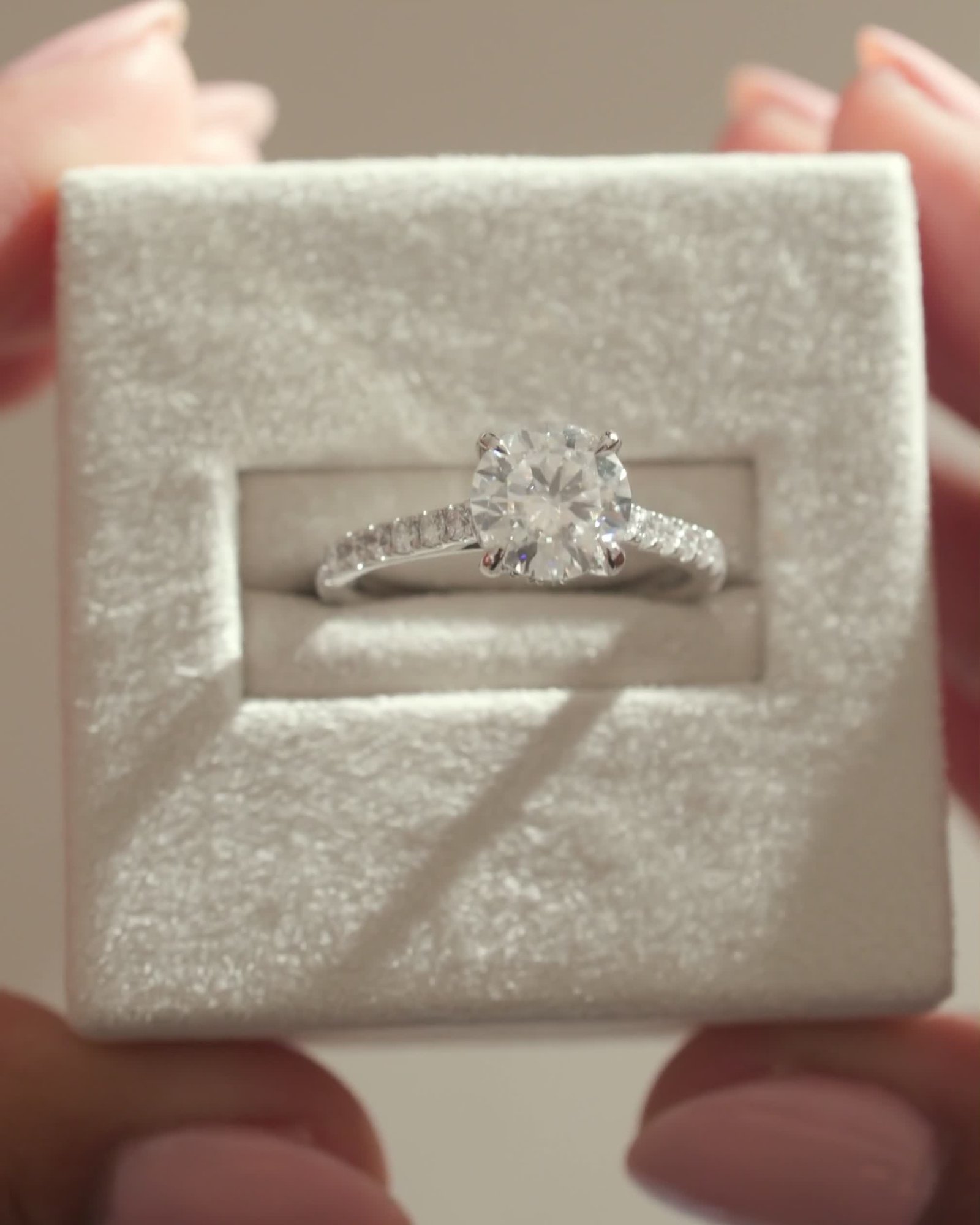 Ashlea  4 Claw Pav Round Solitaire with Hidden Halo Lifestyle Image