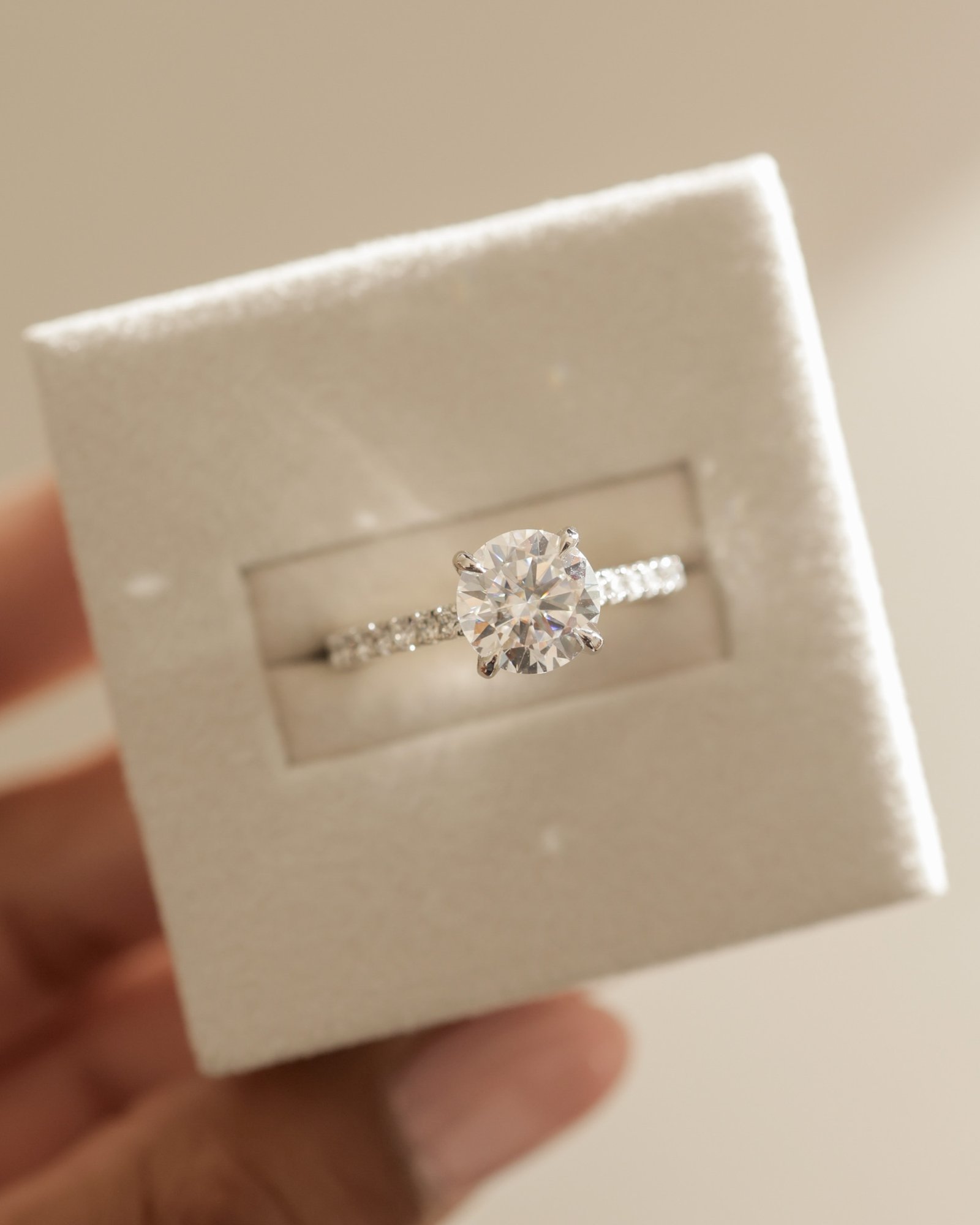 Ashlea  4 Claw Pav Round Solitaire with Hidden Halo Lifestyle Image