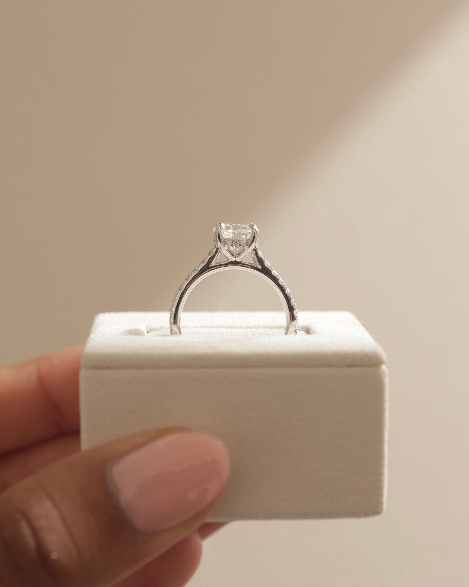 Ashlea  4 Claw Pav Round Solitaire with Hidden Halo Lifestyle Image