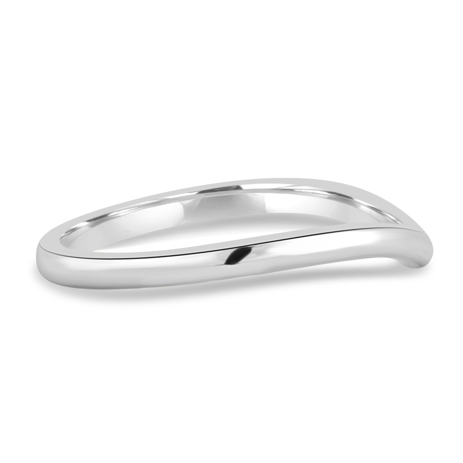 Ashton - Plain Wedding Ring - 18k White Gold Curved