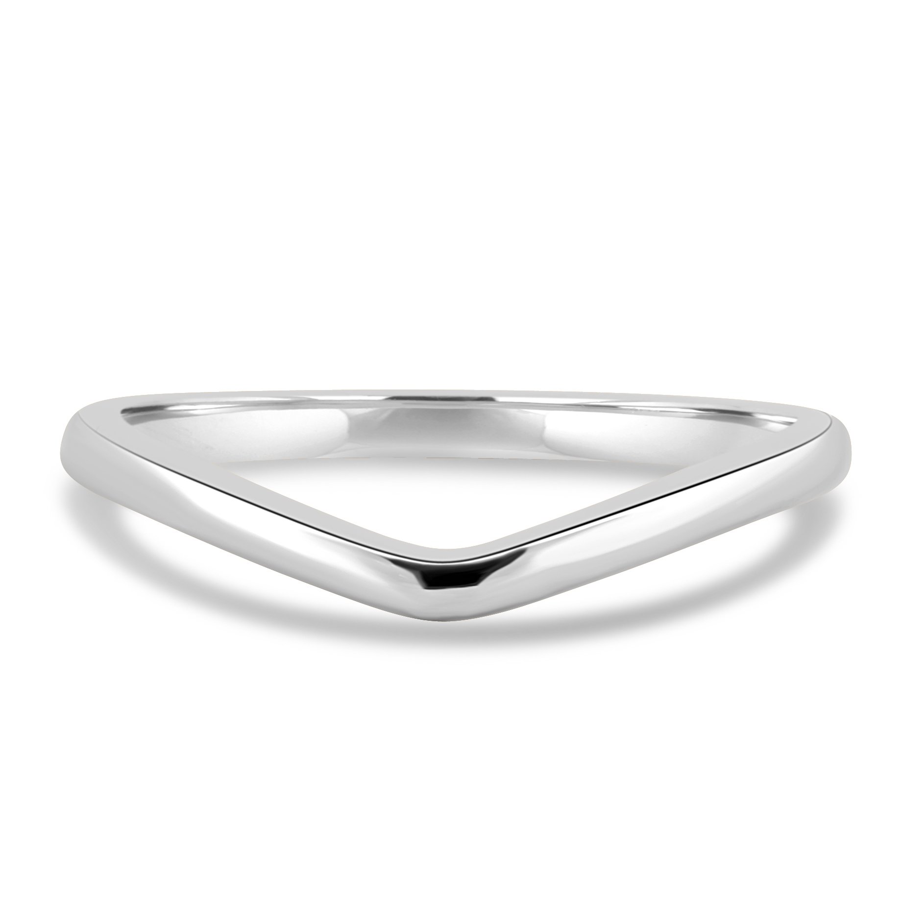 Ashton - Plain Wedding Ring - 18k White Gold Curved