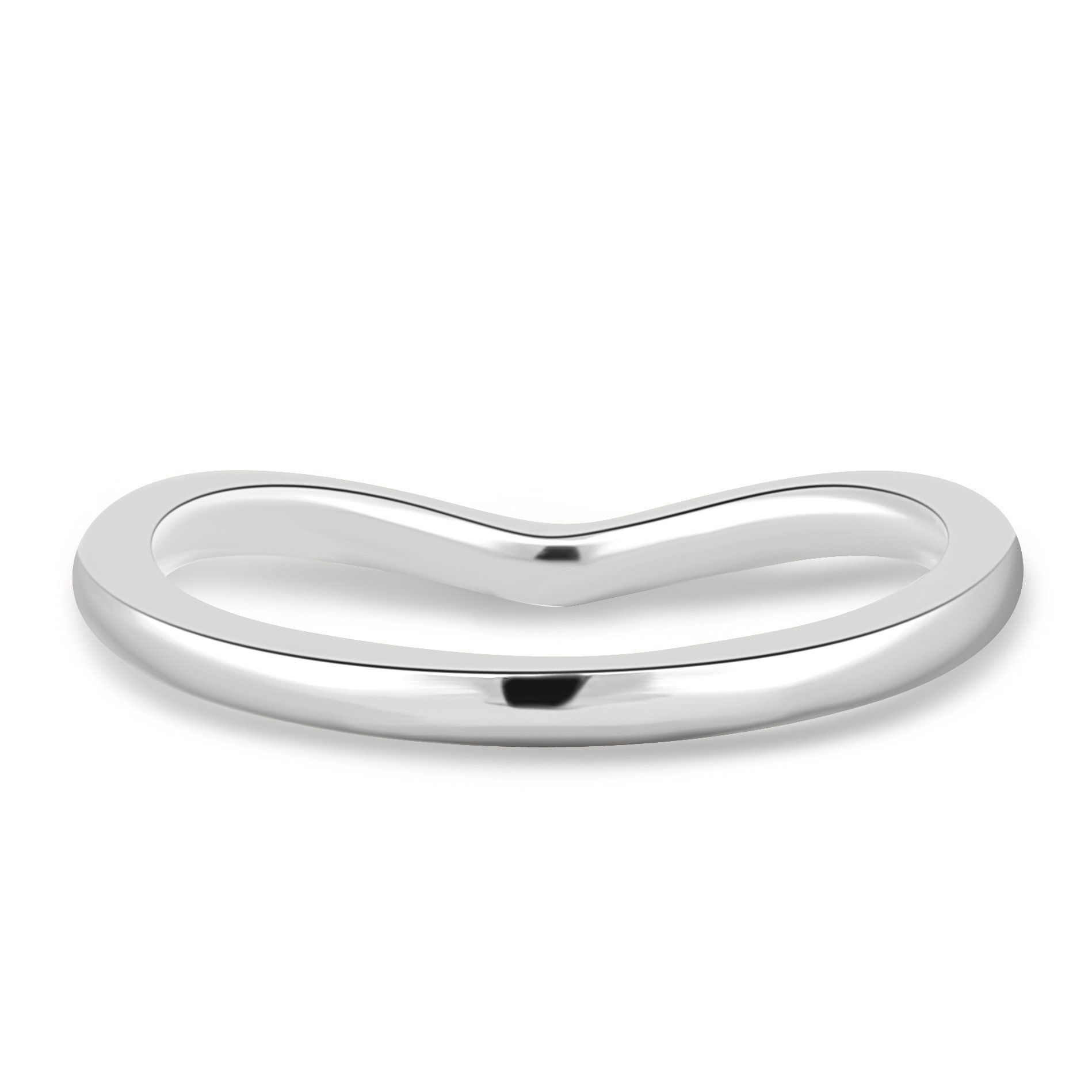 Ashton - Plain Wedding Ring - 18k White Gold Curved