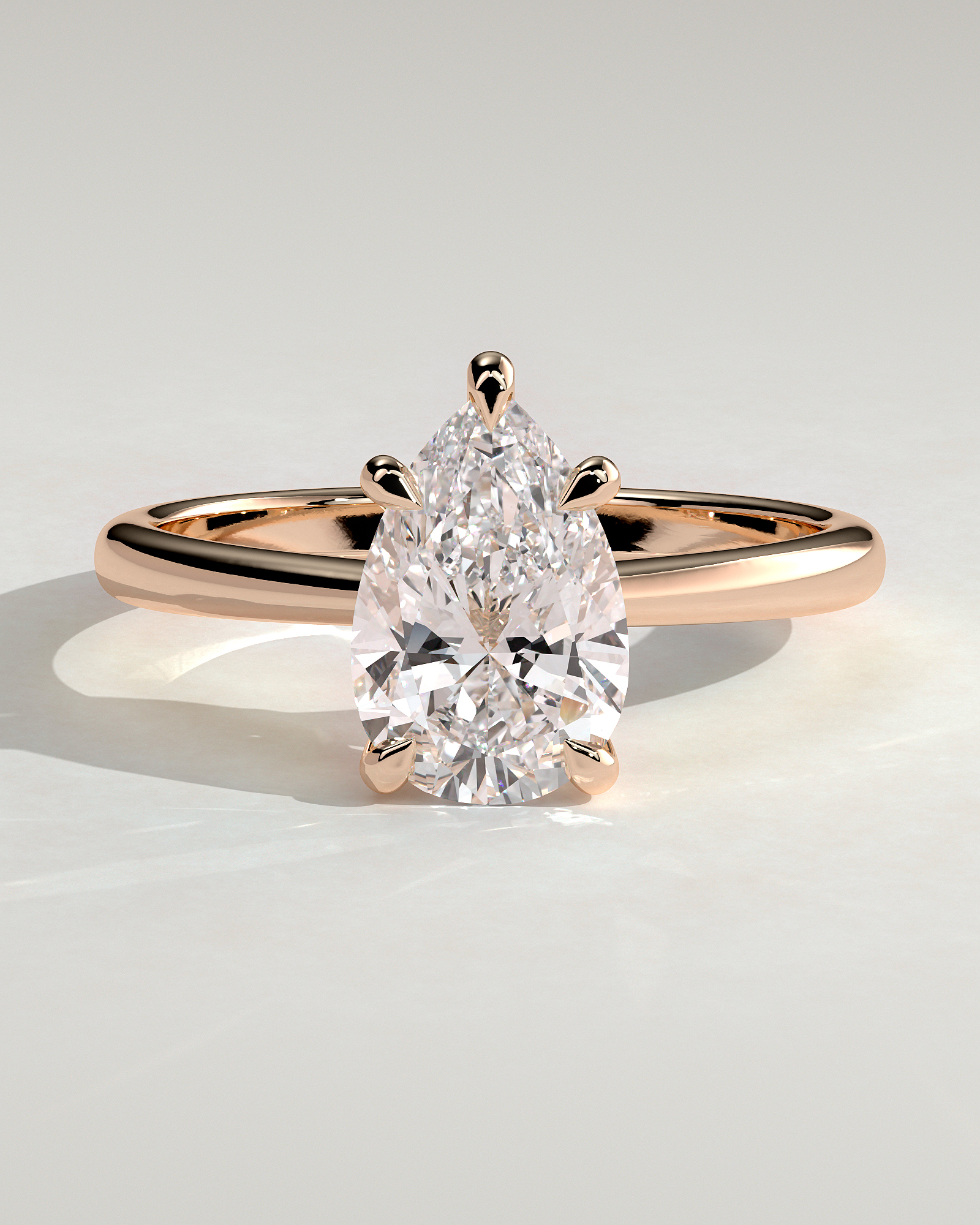 Aspen  5 Claw Pear Solitaire - 18k Rose Gold