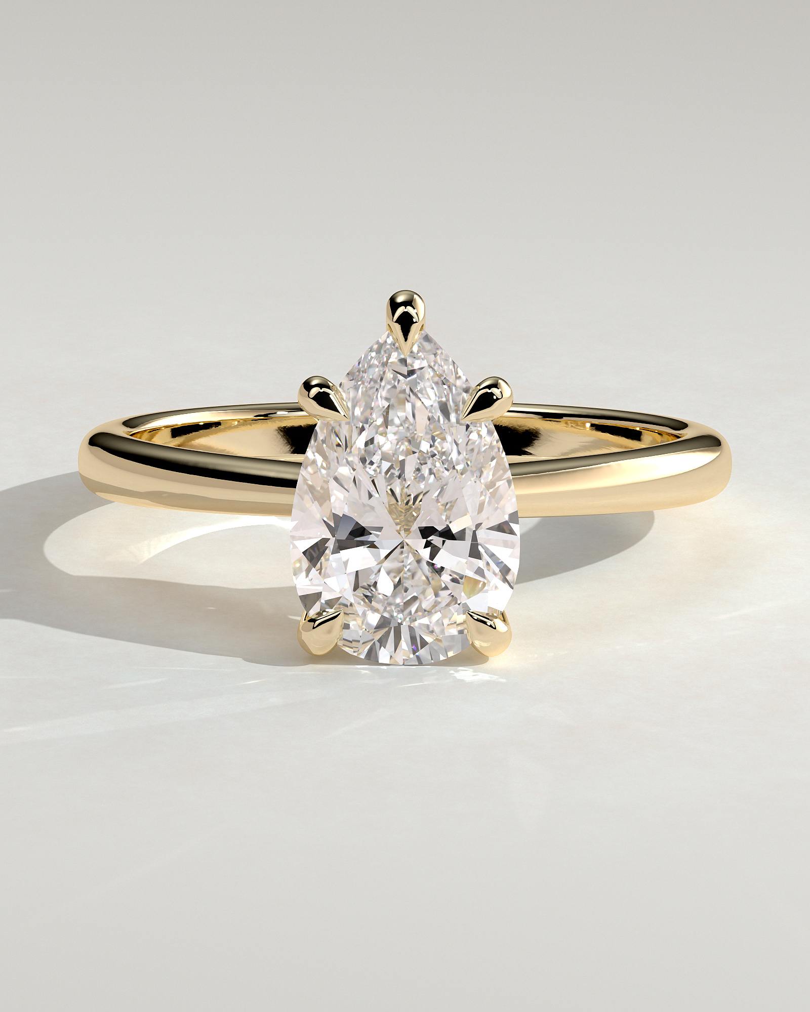 Aspen  5 Claw Pear Solitaire - 18k Yellow Gold