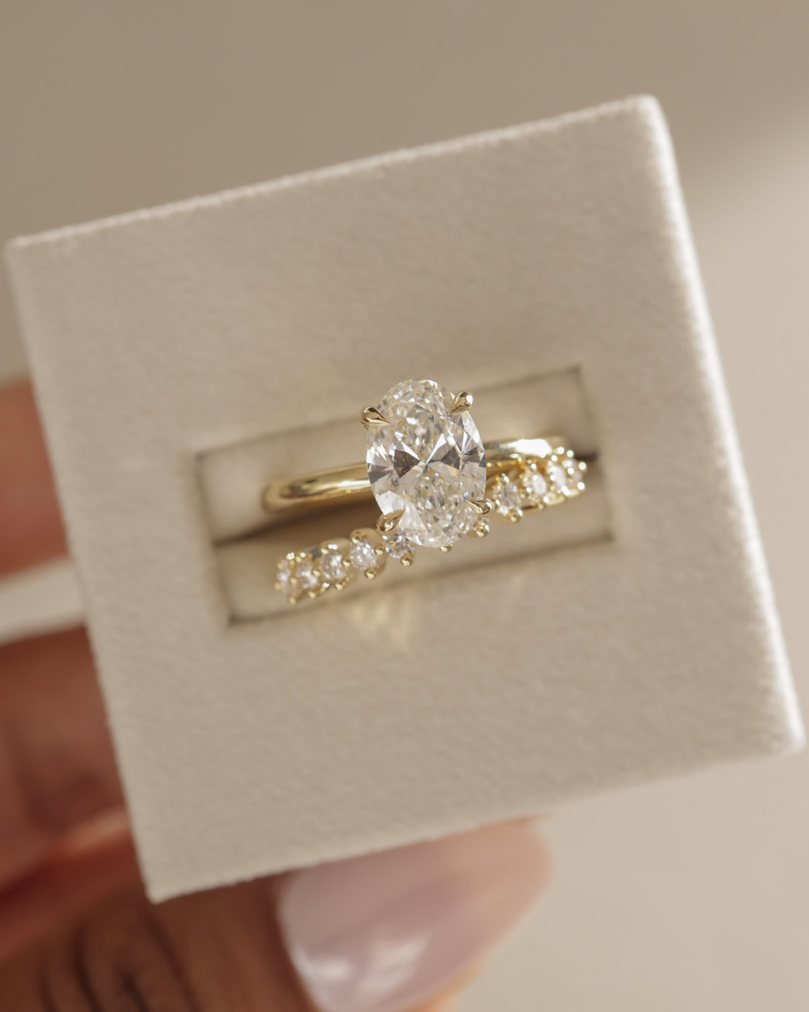 Athena - Double Band Oval Solitaire Lifestyle Image