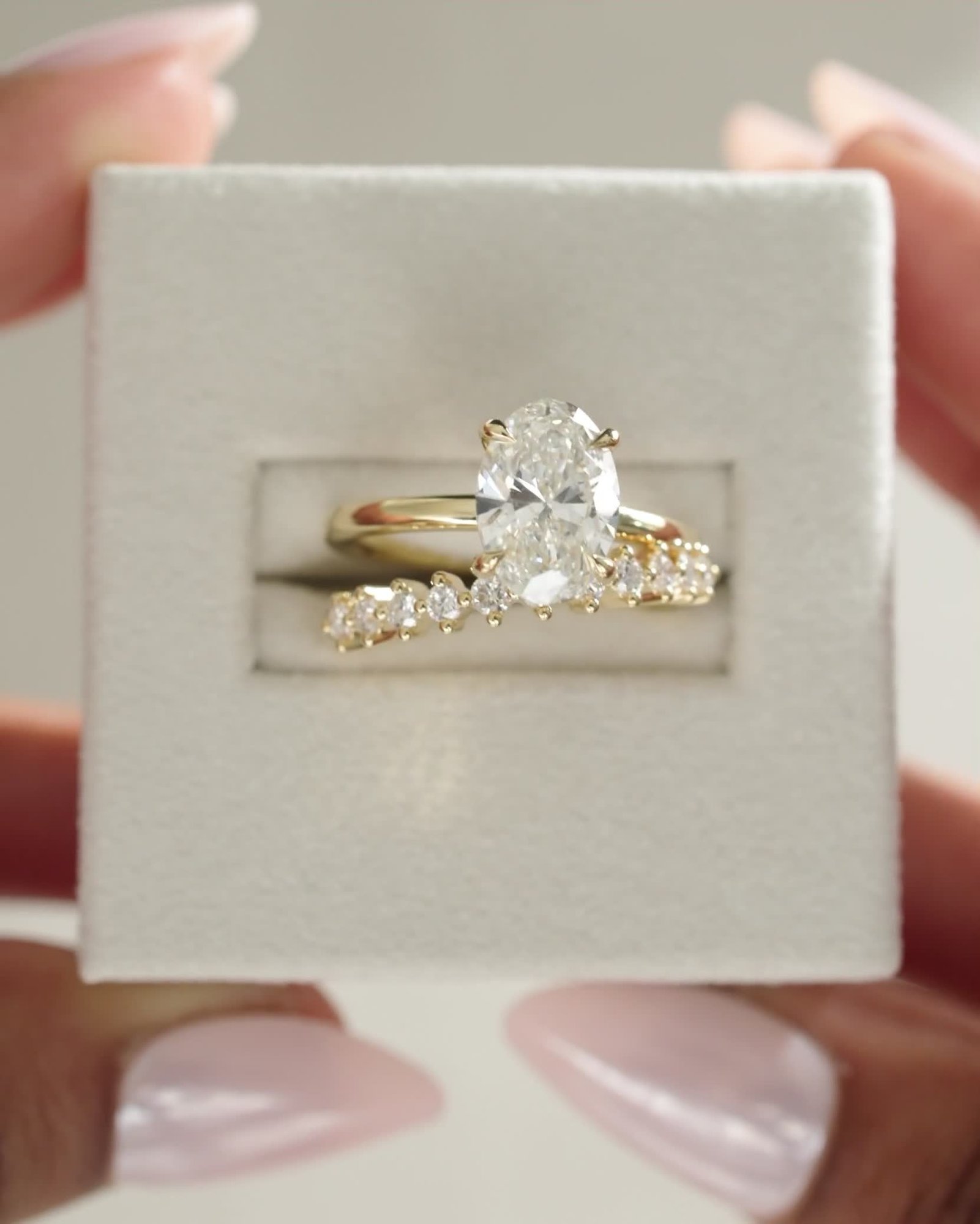 Athena - Double Band Oval Solitaire Lifestyle Image