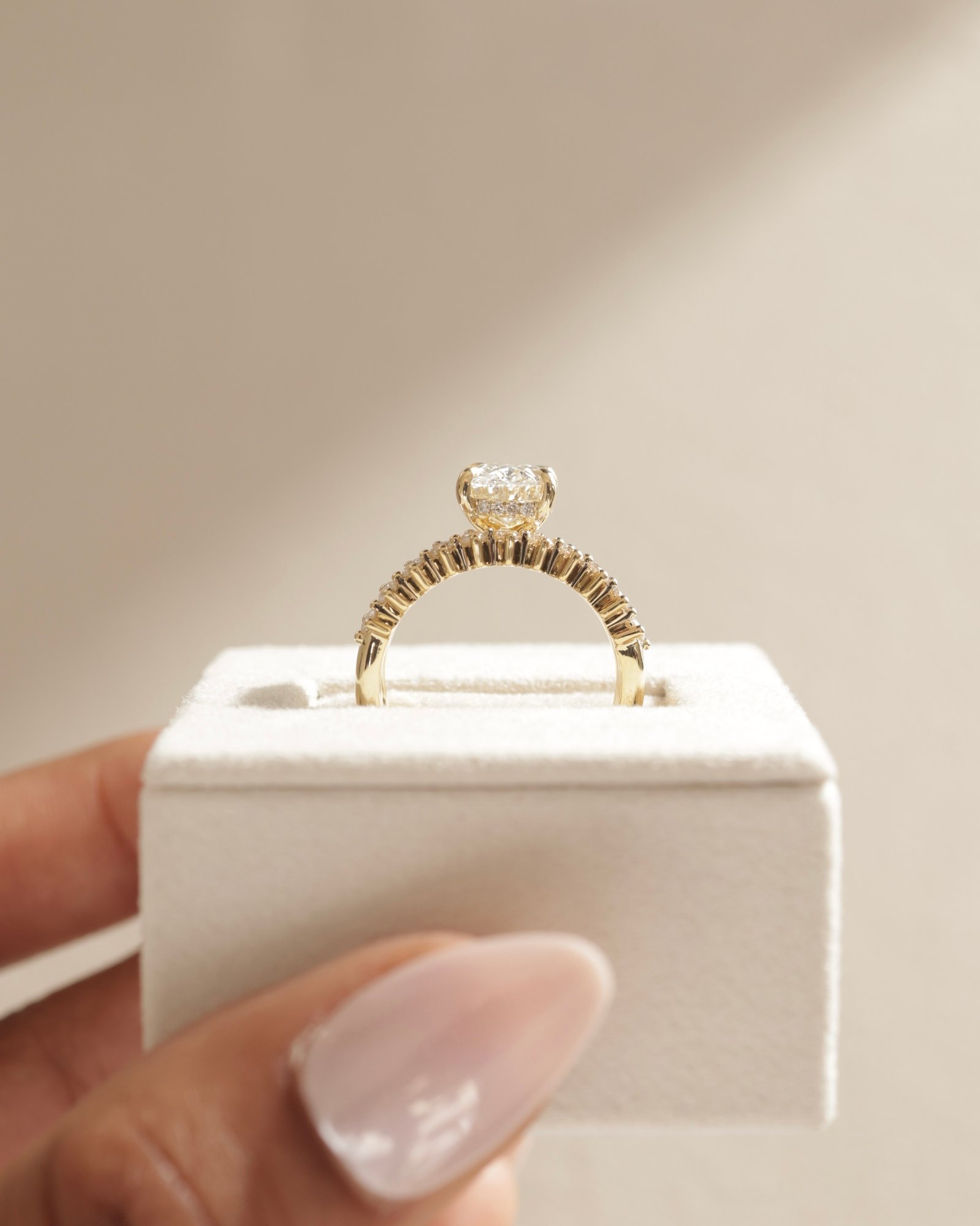 Athena - Double Band Oval Solitaire Lifestyle Image