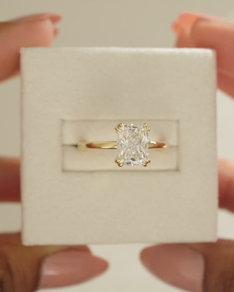 Aubrey - Double-Tipped 4 Claw Elongated Cushion Solitaire with Hidden Halo Lifestyle Image