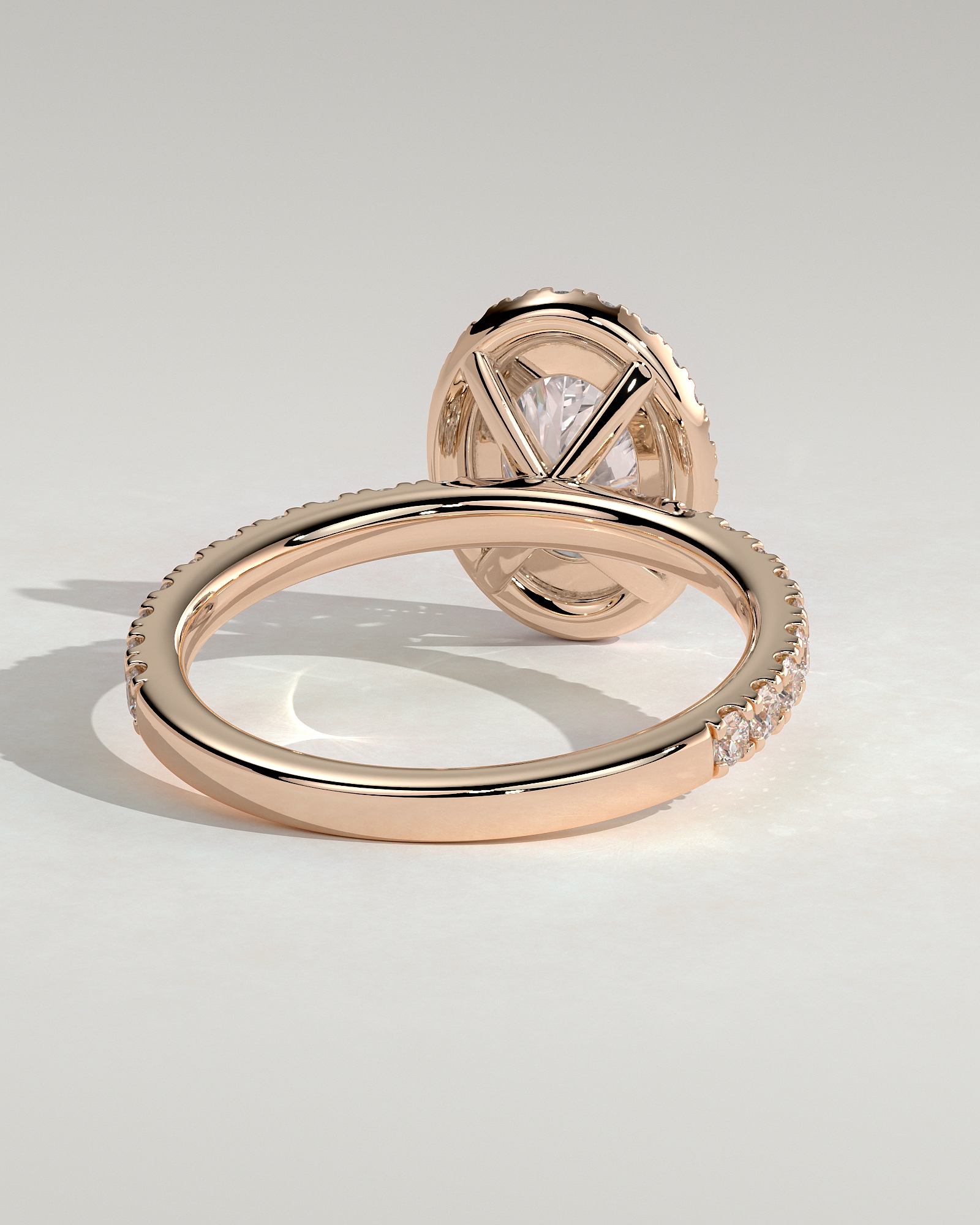 Aurora  Oval Halo with Pav - 18k Rose Gold