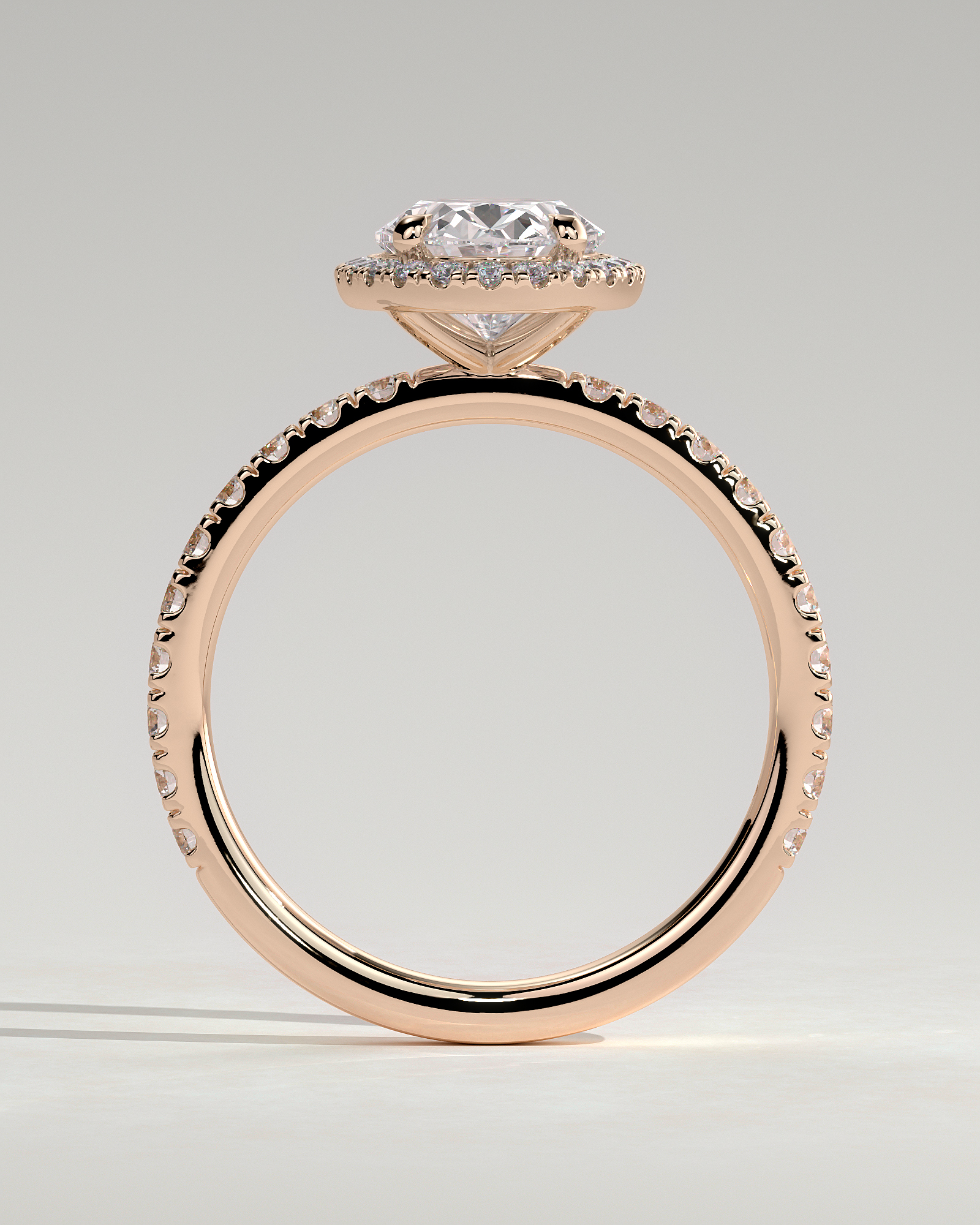 Aurora  Oval Halo with Pav - 18k Rose Gold