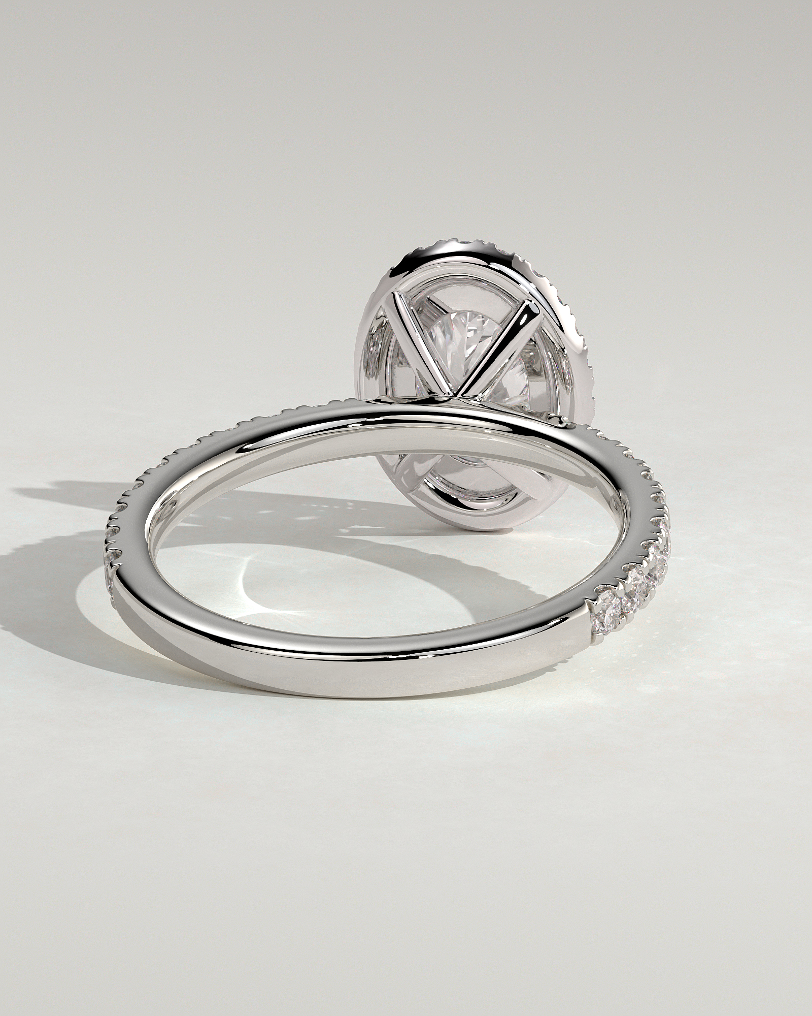 Aurora  Oval Halo with Pav - 18k White Gold