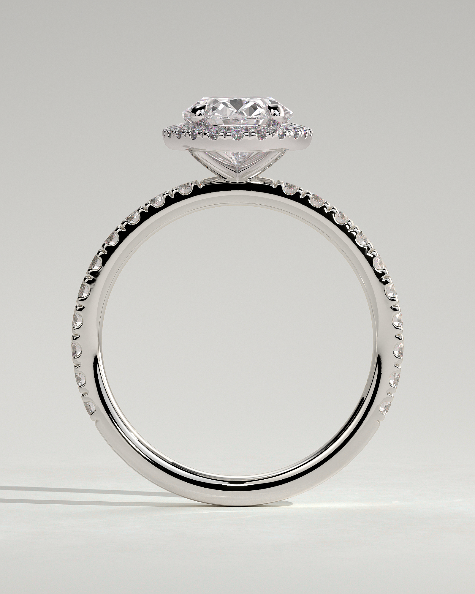 Aurora  Oval Halo with Pav - 18k White Gold