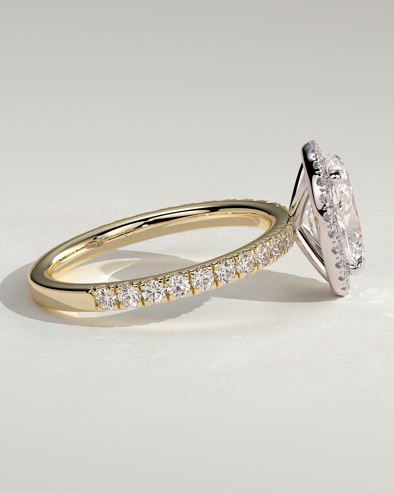 Aurora  Oval Halo with Pav - 18k Yellow Gold / 18k White Gold