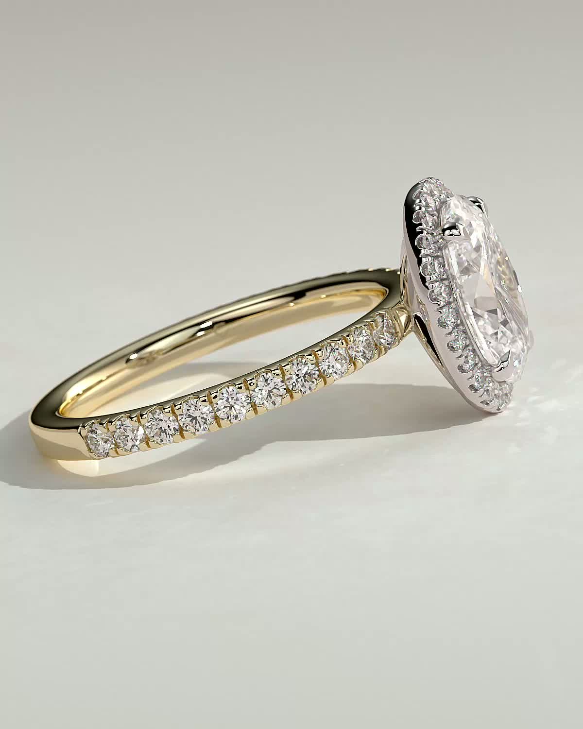 Aurora  Oval Halo with Pav - 18k Yellow Gold / 18k White Gold