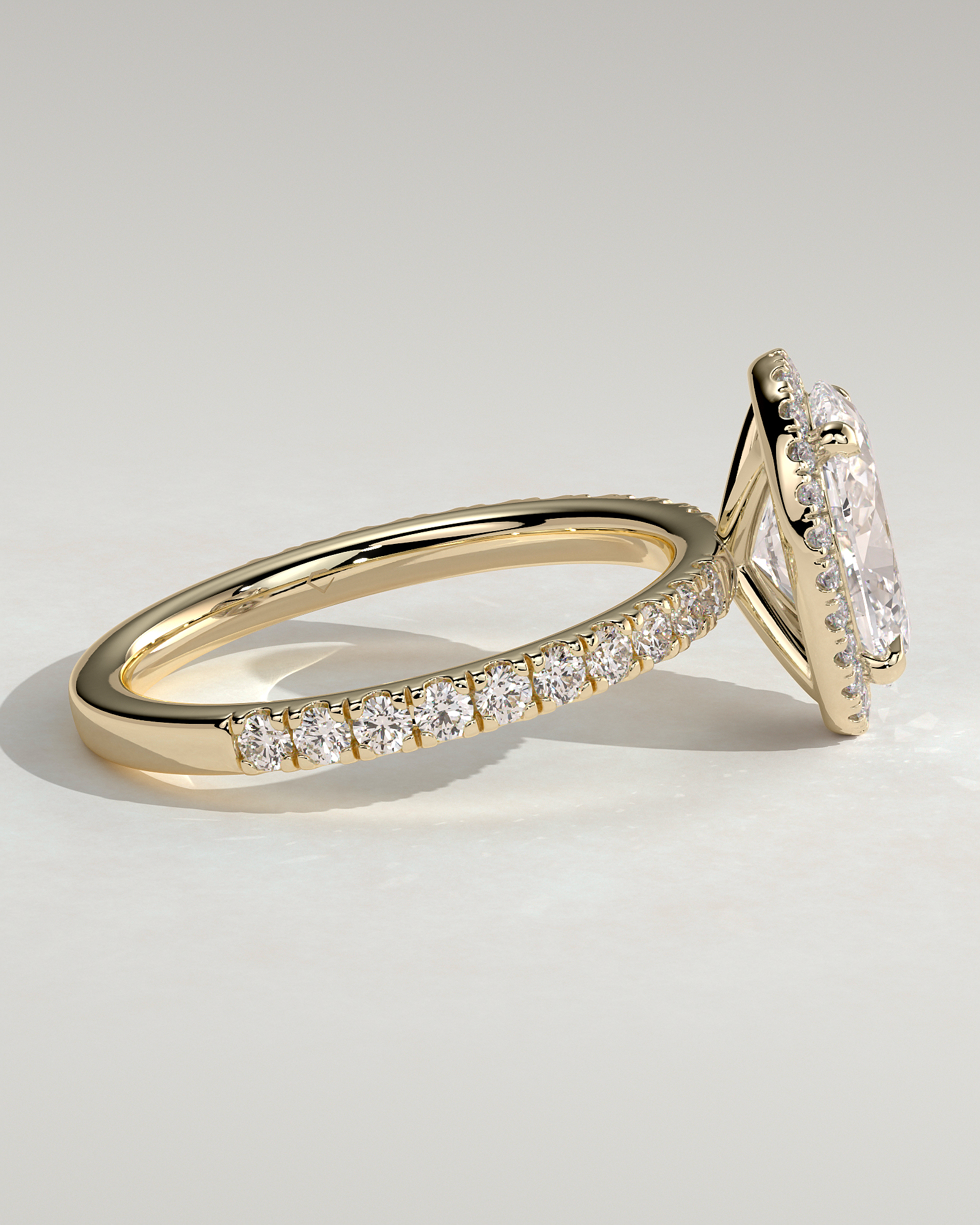 Aurora  Oval Halo with Pav - 18k Yellow Gold
