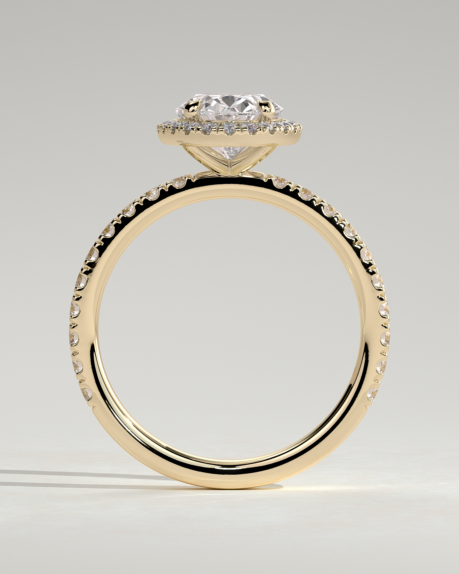 Aurora  Oval Halo with Pav - 18k Yellow Gold