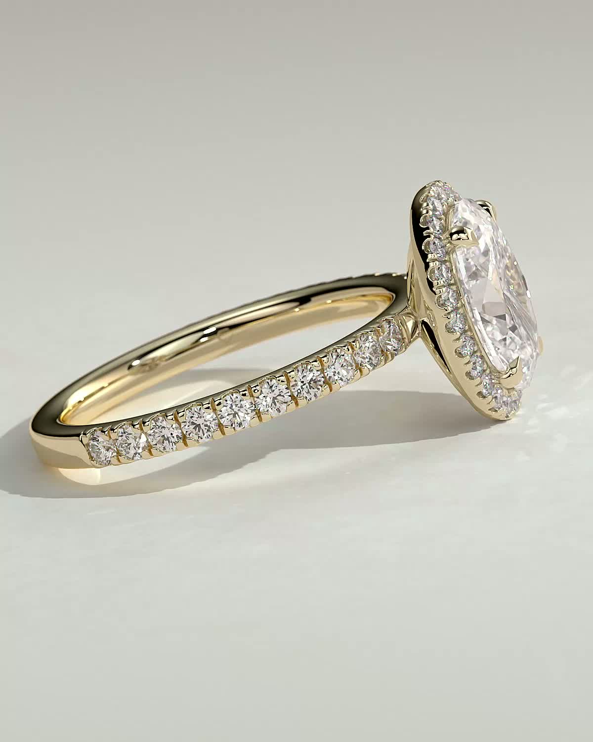 Aurora  Oval Halo with Pav - 18k Yellow Gold