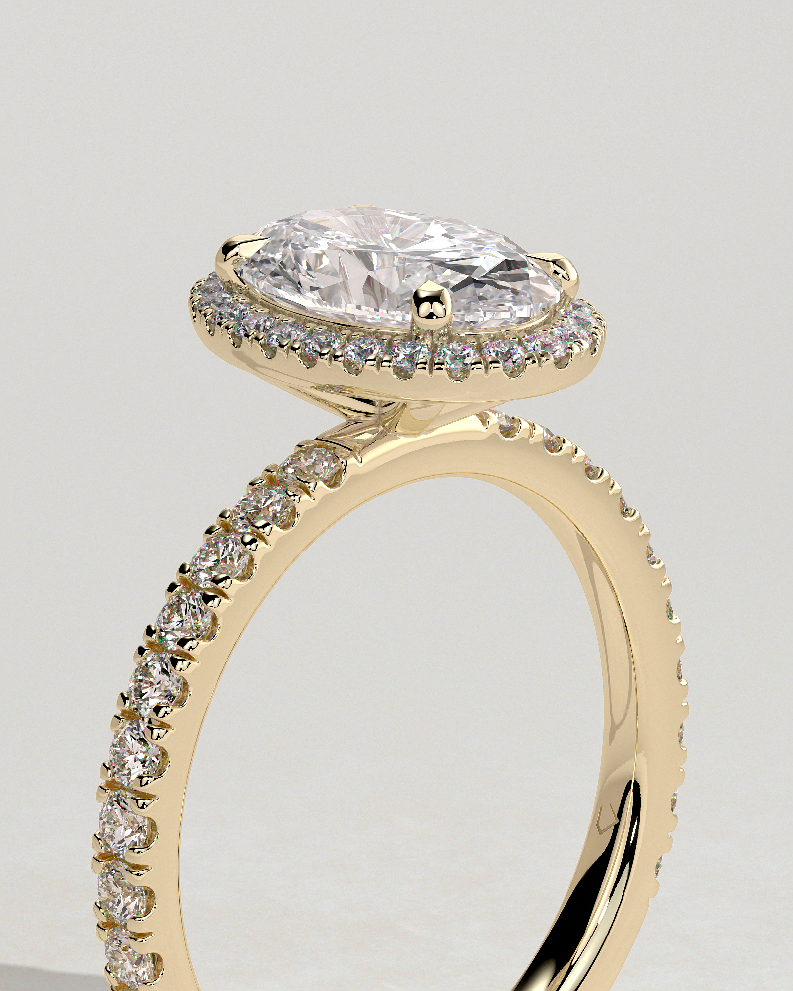 Aurora  Oval Halo with Pav - 18k Yellow Gold