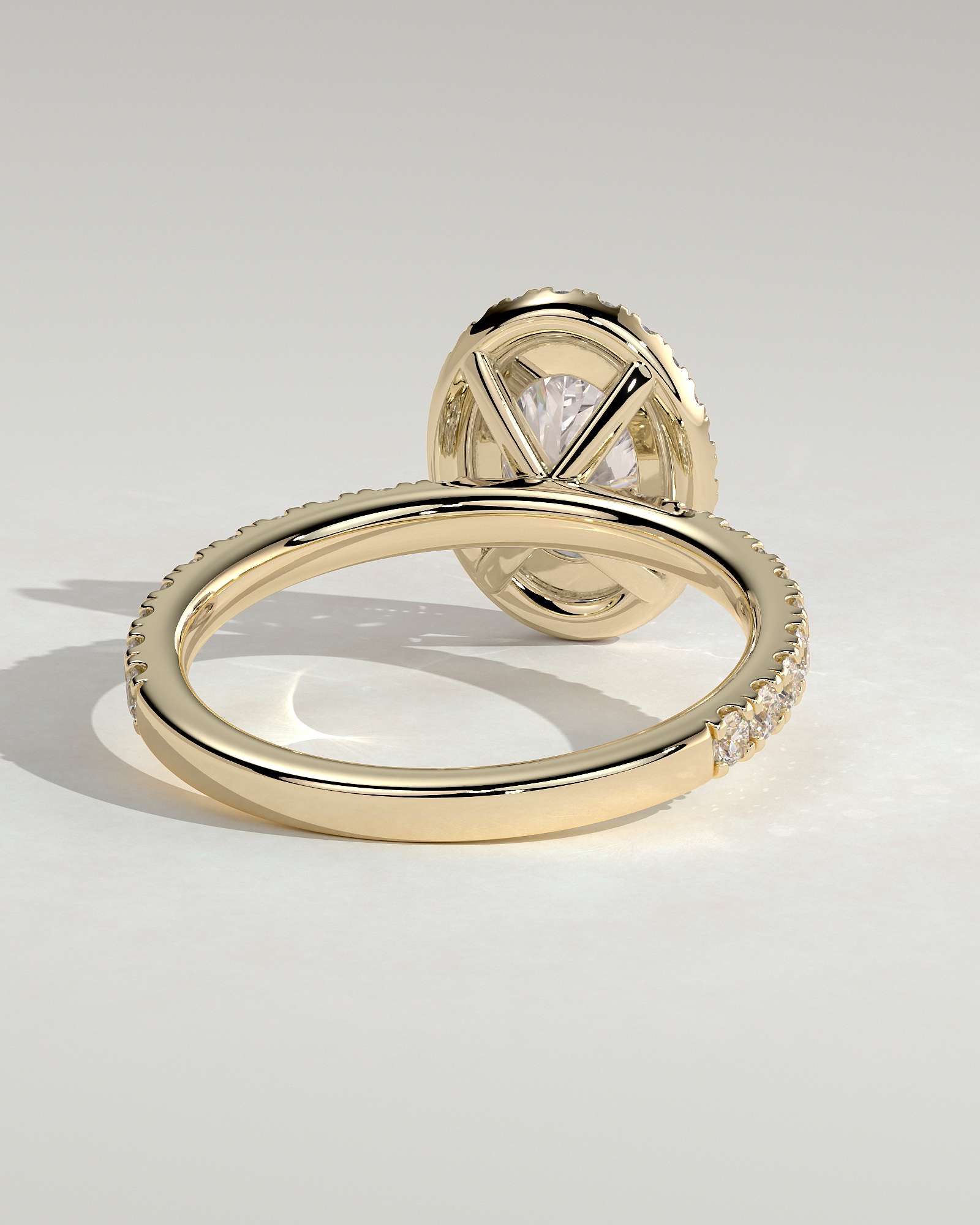 Aurora  Oval Halo with Pav - 18k Yellow Gold