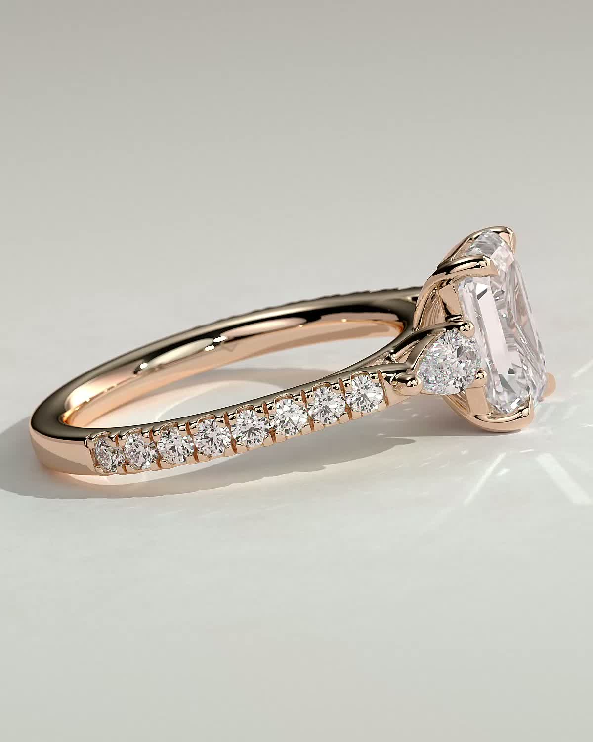 Autumn - Emerald Trilogy with Pav - 18k Rose Gold