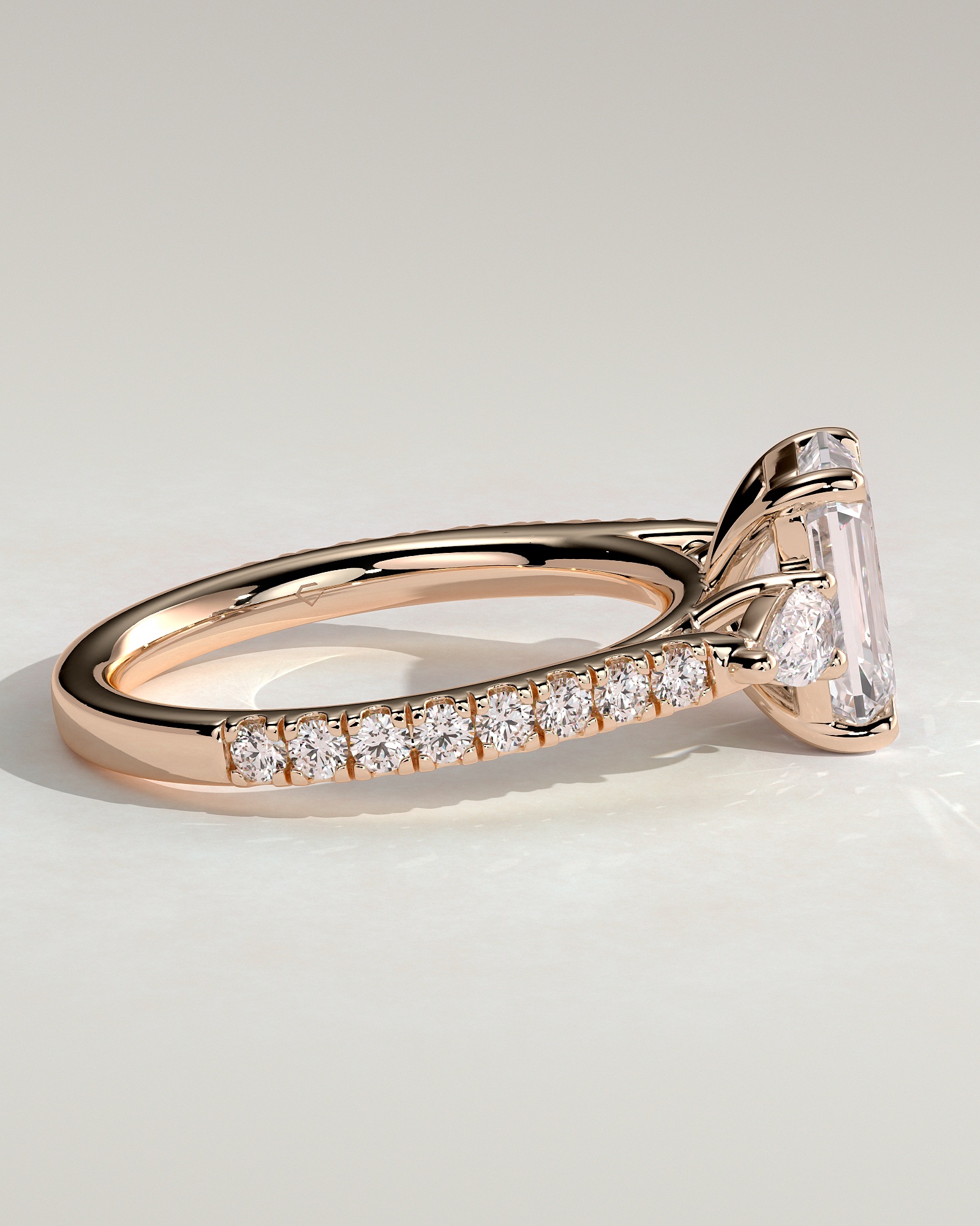 Autumn - Emerald Trilogy with Pav - 18k Rose Gold