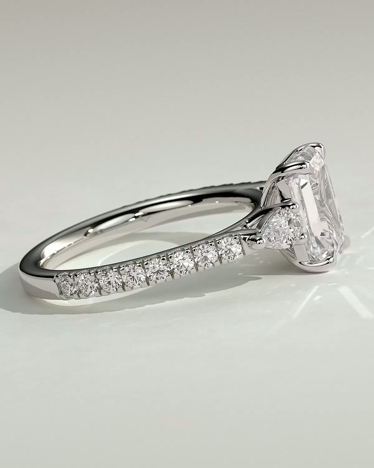 Autumn - Emerald Trilogy with Pav - 18k White Gold