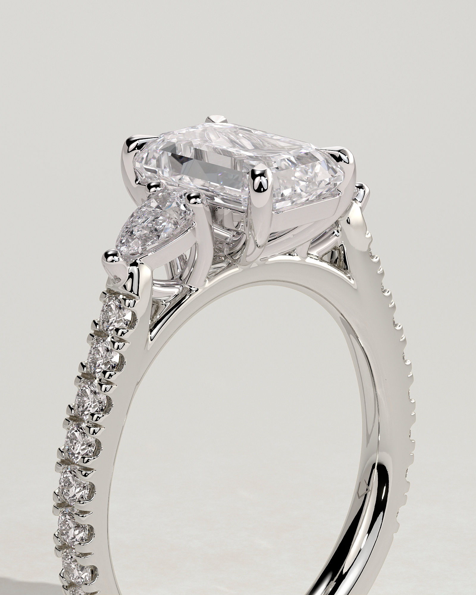 Autumn - Emerald Trilogy with Pav - 18k White Gold