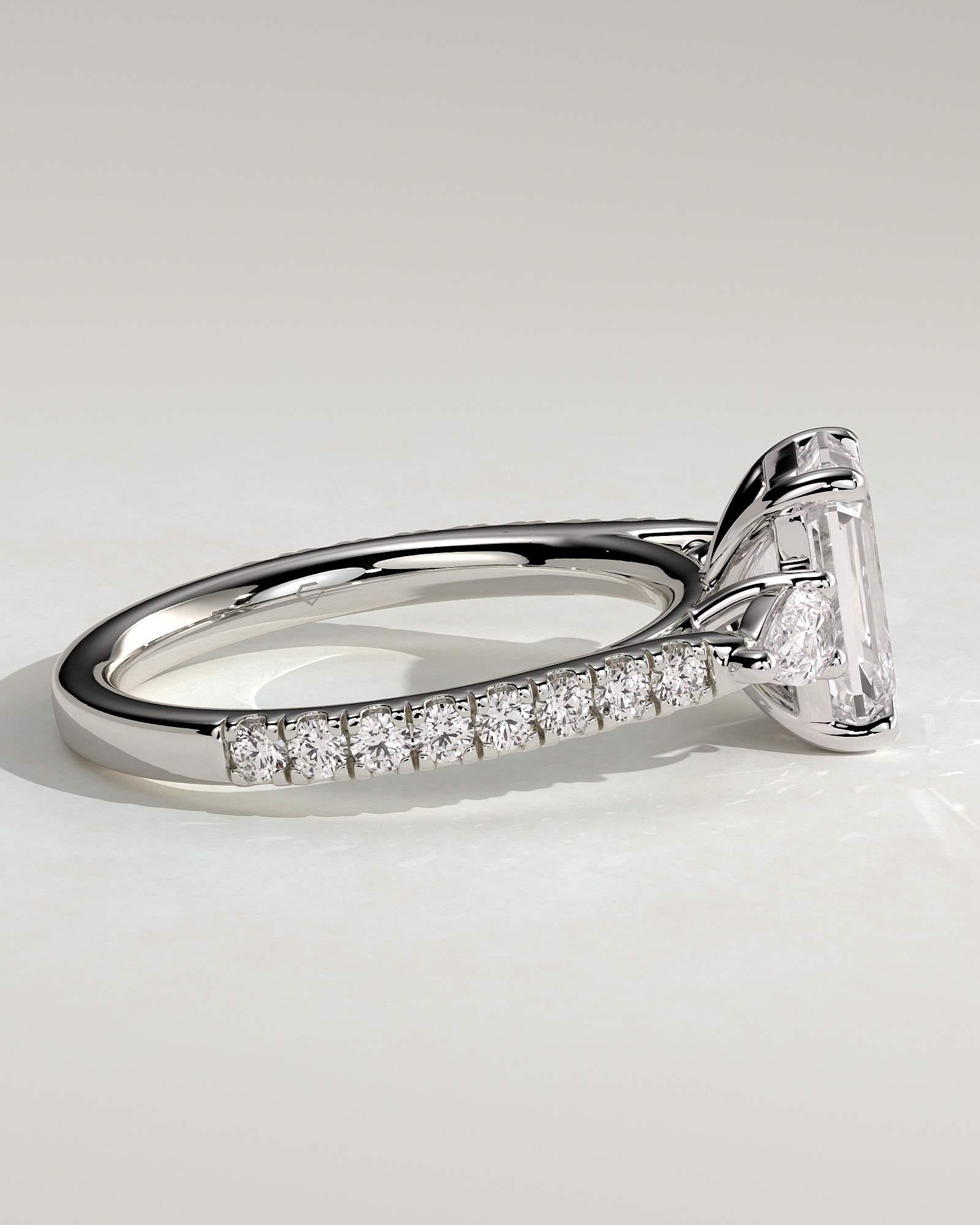 Autumn - Emerald Trilogy with Pav - 18k White Gold