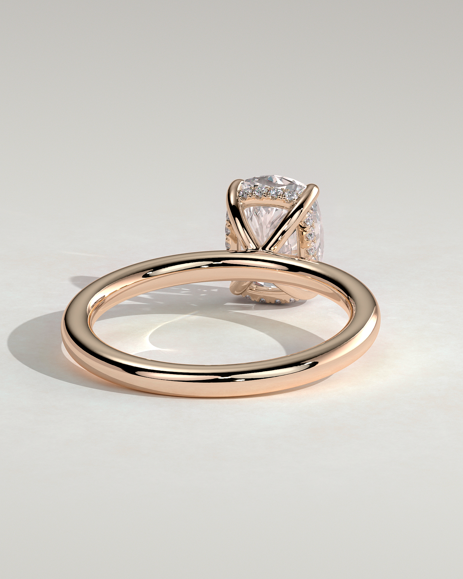 Ava  Elongated Cushion Solitaire - 18k Rose Gold High Setting