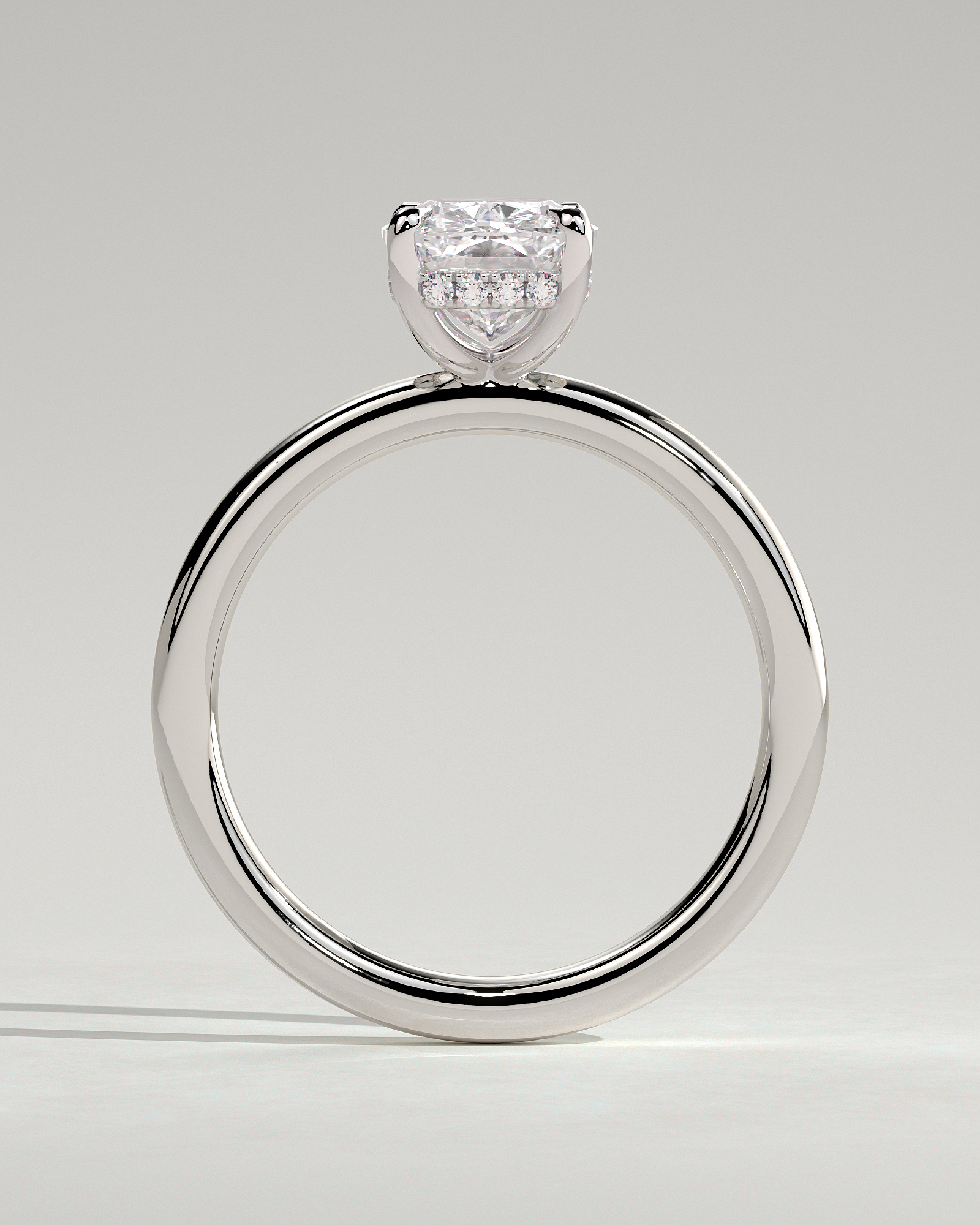 Ava  Elongated Cushion Solitaire - 18k White Gold High Setting