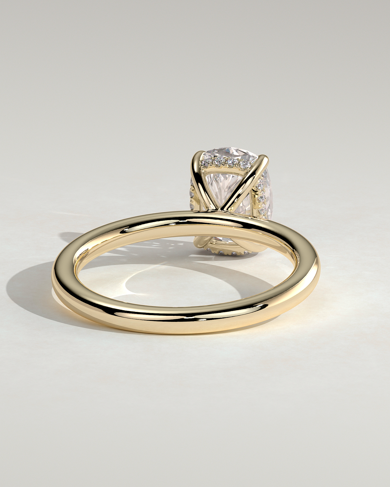 Ava  Elongated Cushion Solitaire - 18k Yellow Gold High Setting