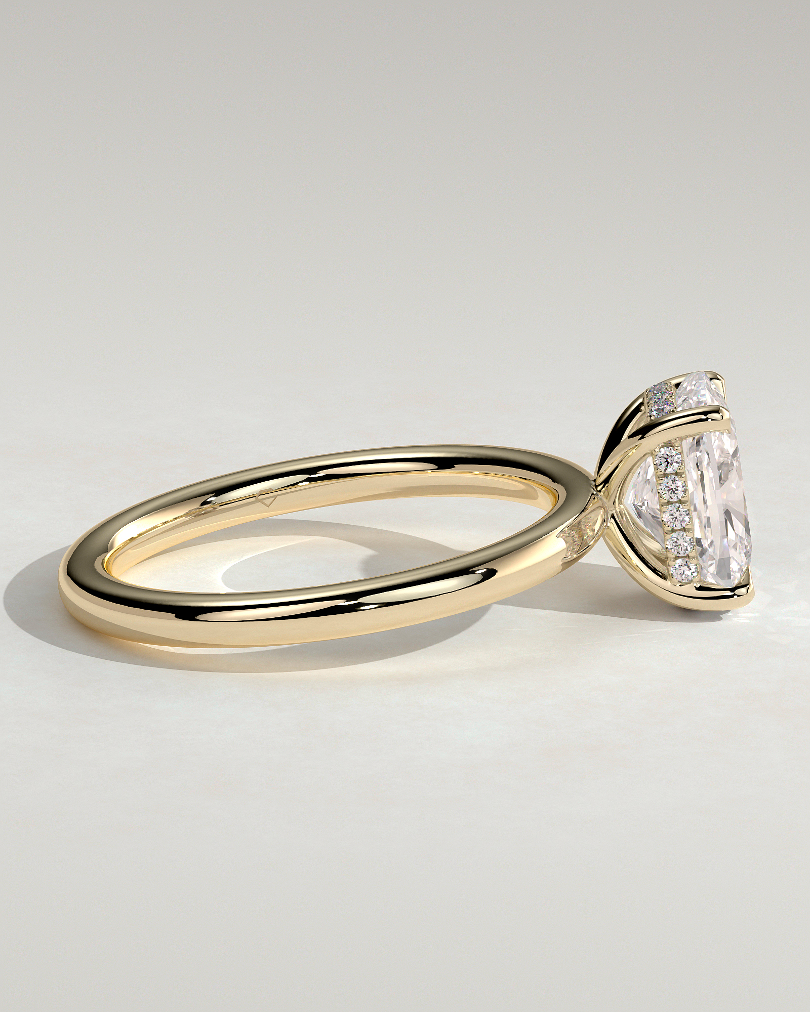 Ava  Elongated Cushion Solitaire - 18k Yellow Gold High Setting